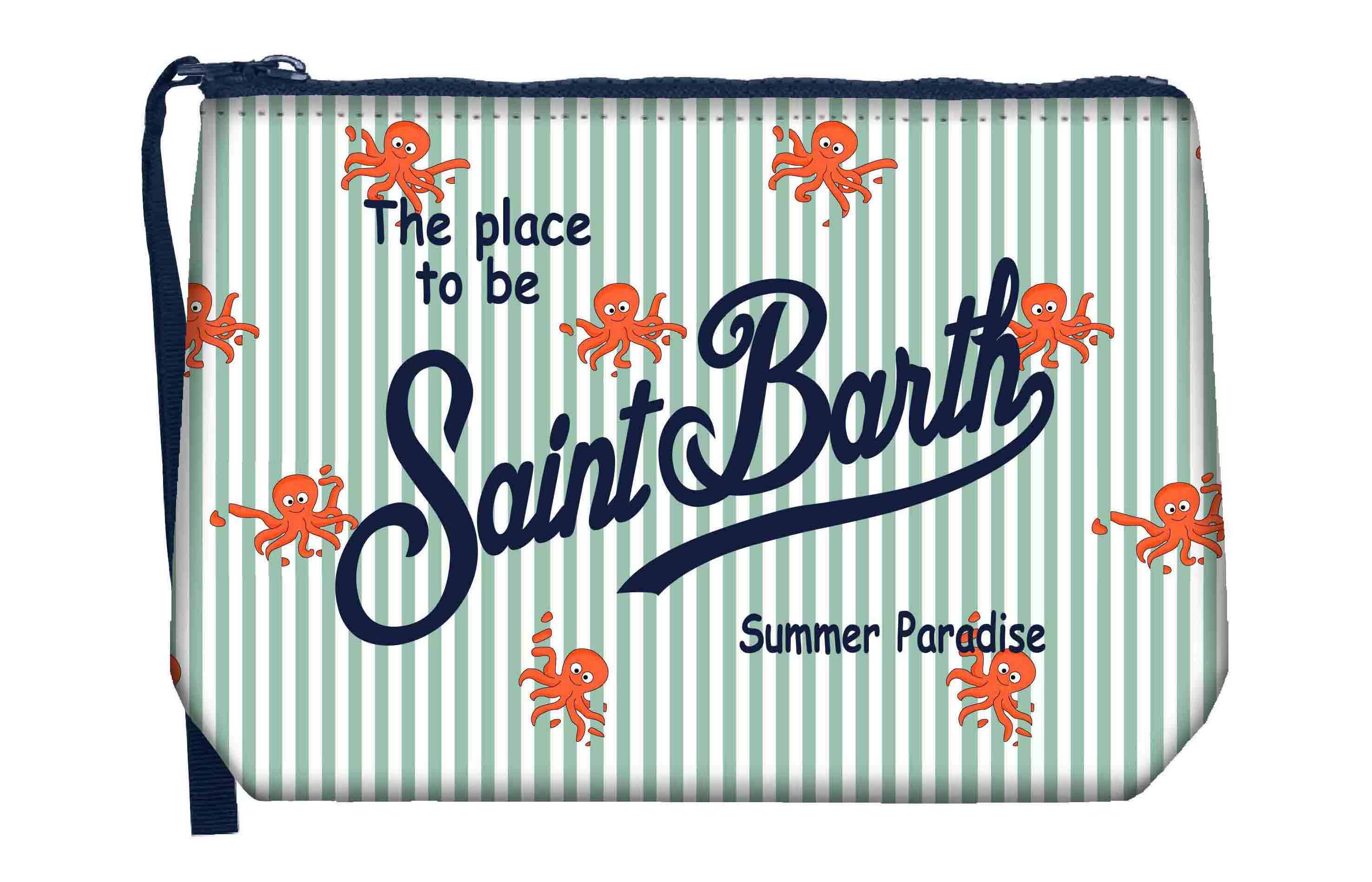 MC2 SAINT BARTH Pochette ALINE-Octo Stripes Verde Salvia