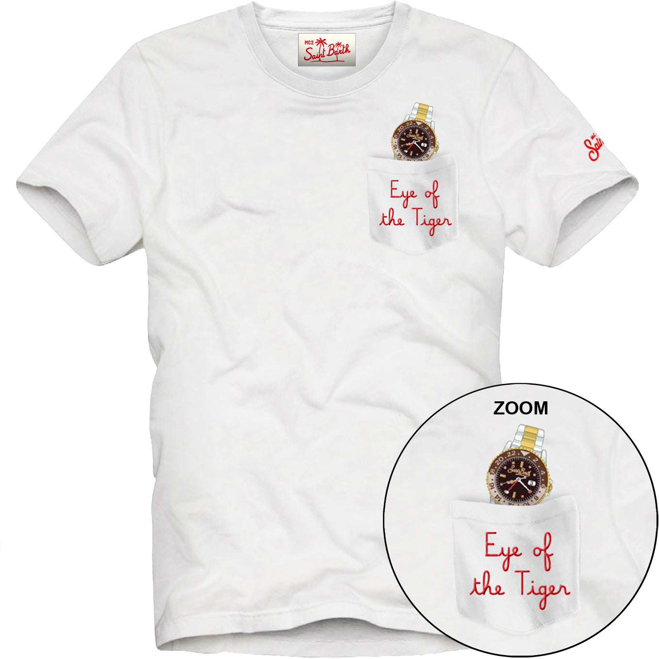 MC2 SAINT BARTH T-Shirt Uomo AUSTIN-Eye Tiger Bianco