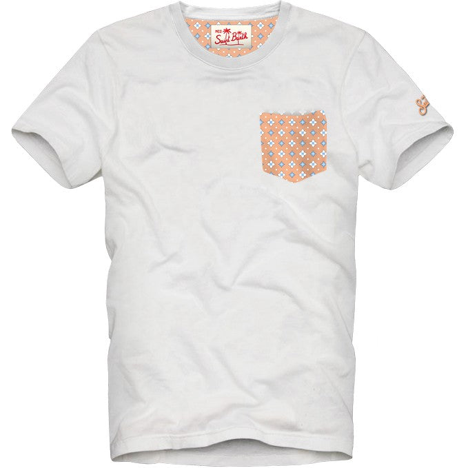 MC2 SAINT BARTH T-Shirt Uomo BLANCHE-Form Tie Bianco/Peach