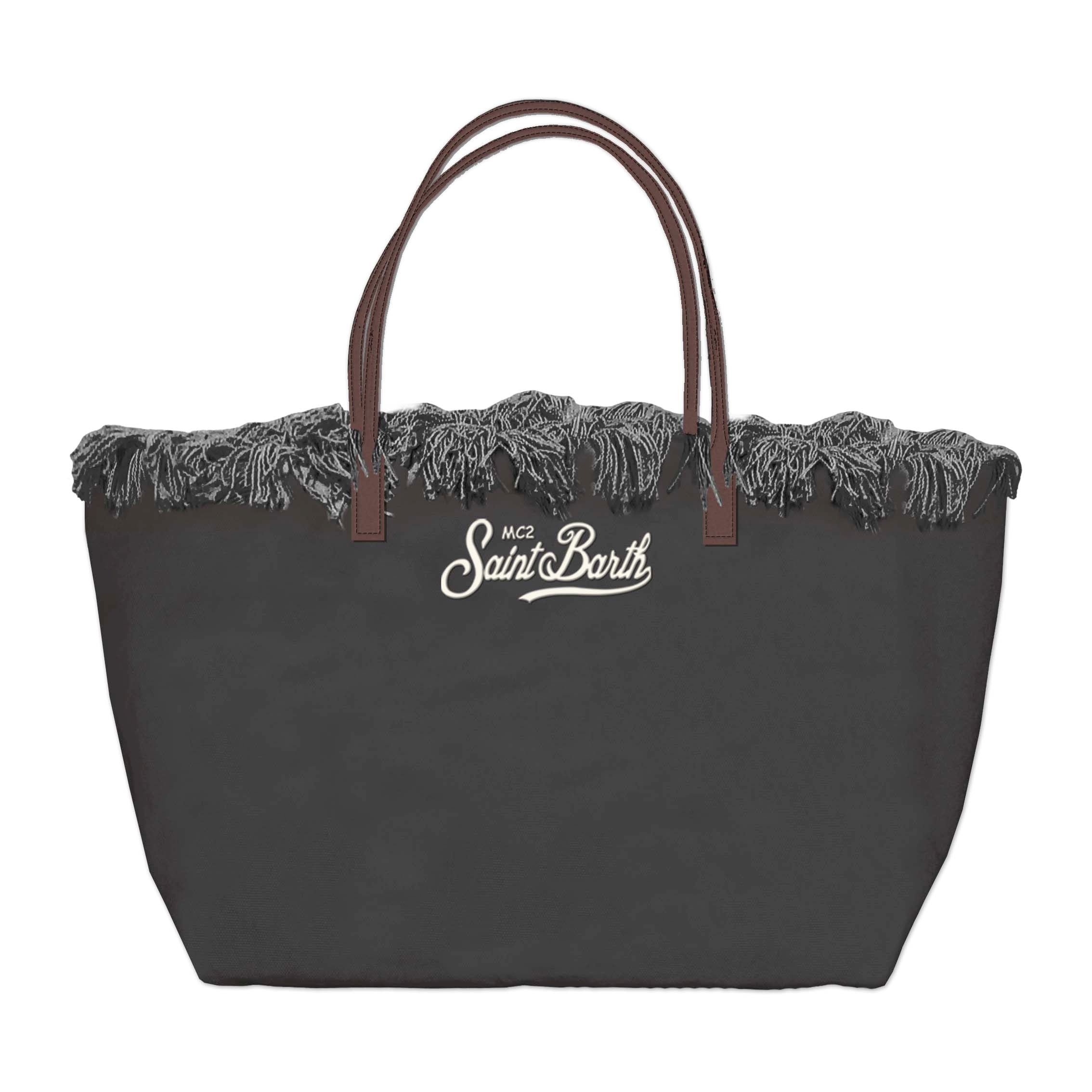 MC2 SAINT BARTH Borsa CITY BAG FRINGE Mid-Nero