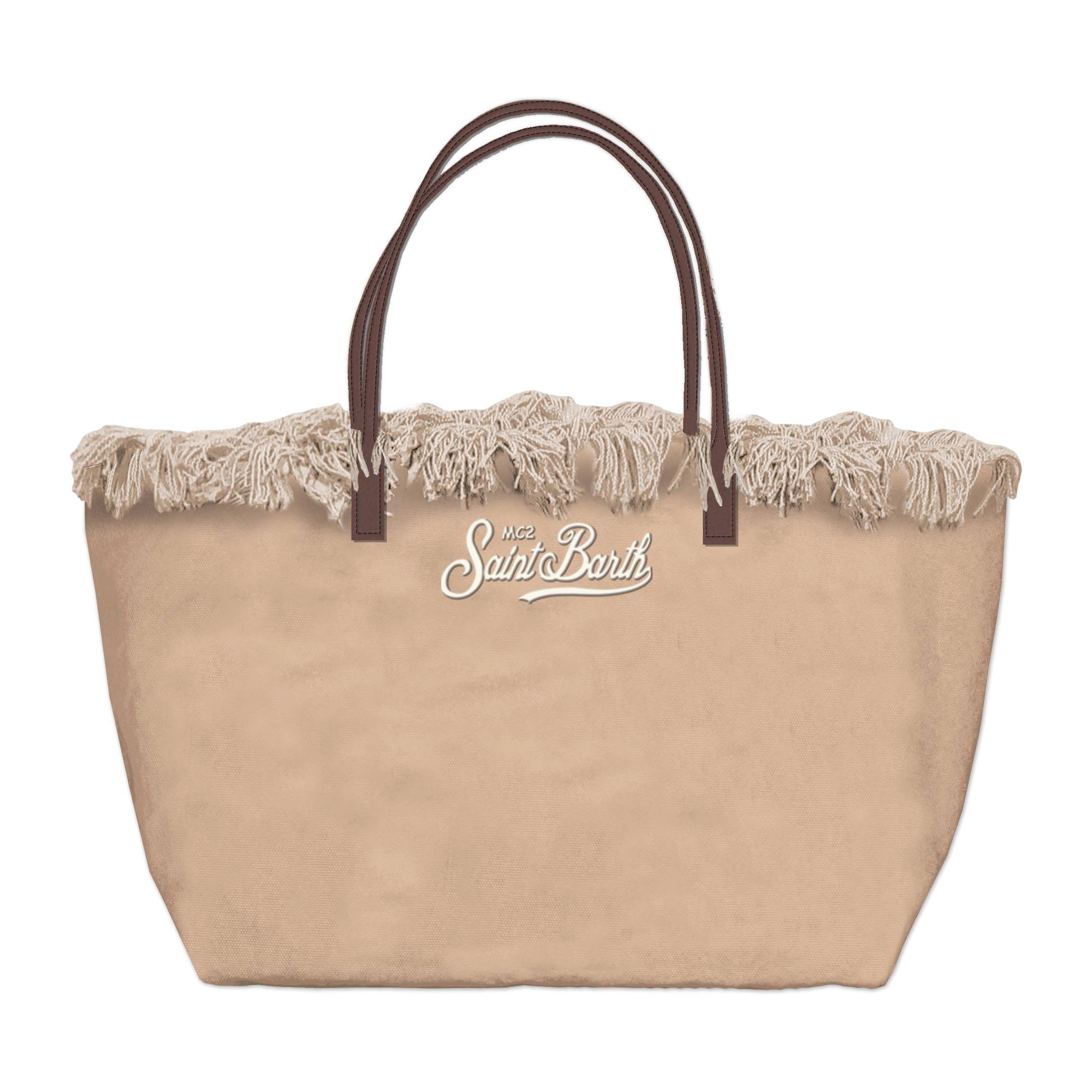 MC2 SAINT BARTH Borsa CITY BAG FRINGE Mid-Beige