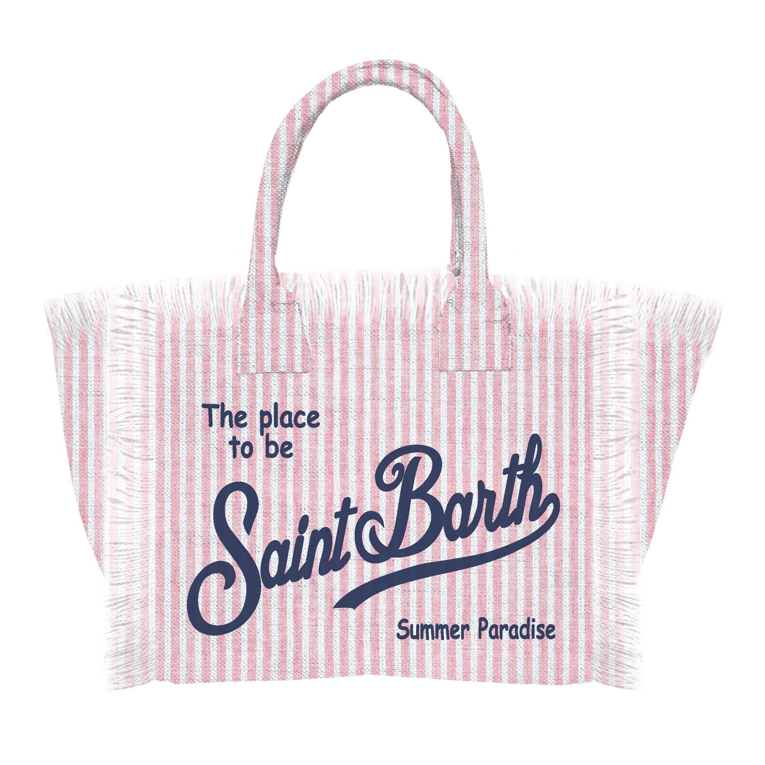 MC2 SAINT BARTH Borsa COLETTE LINEN-Stripes Rosa