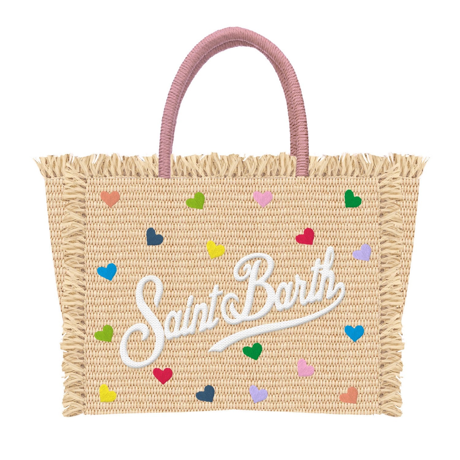 MC2 SAINT BARTH Borsa COLETTE STRAW N-Mini Hearts Beige