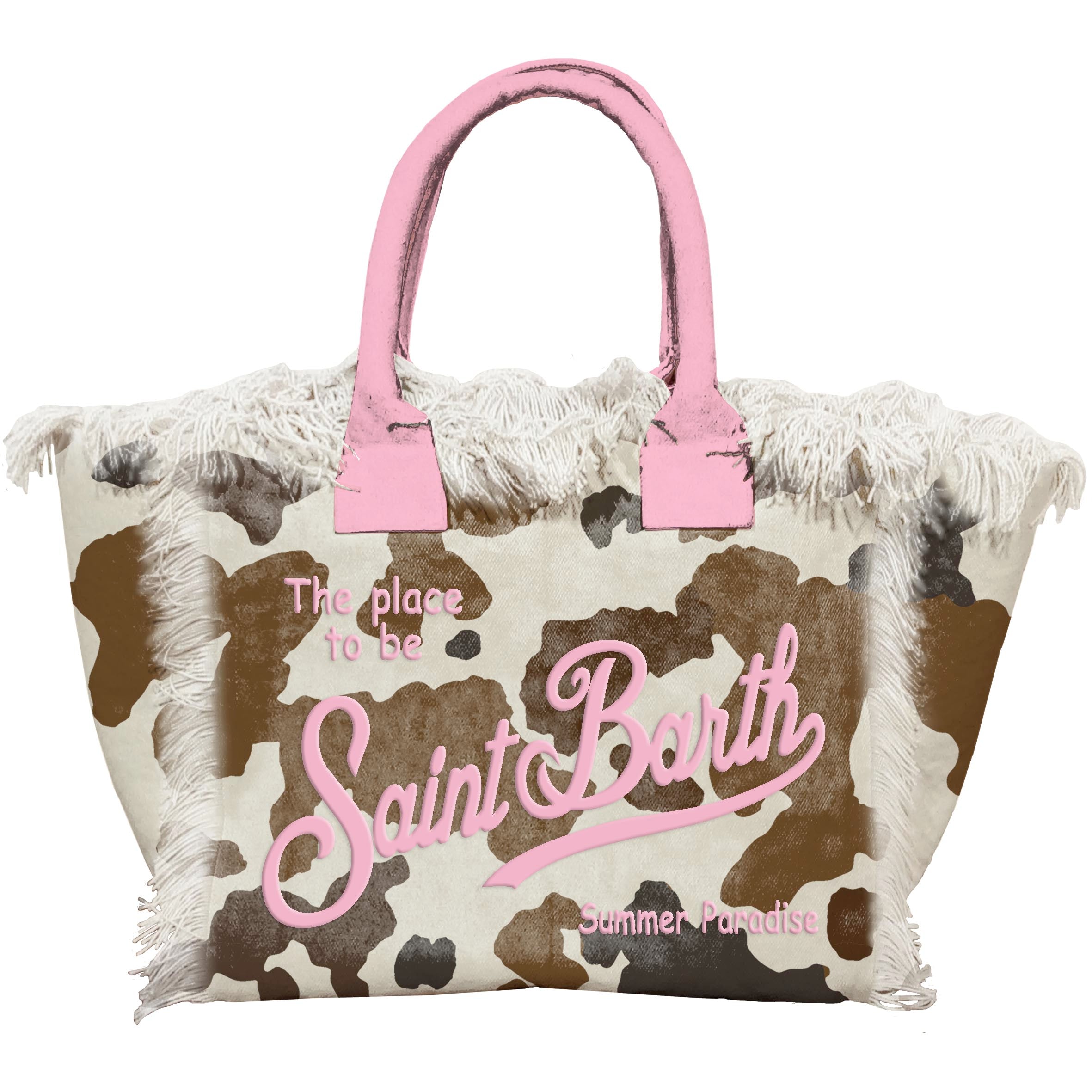 MC2 SAINT BARTH Borsa COLETTE-Cow Skin Bianco/Marrone/Rosa