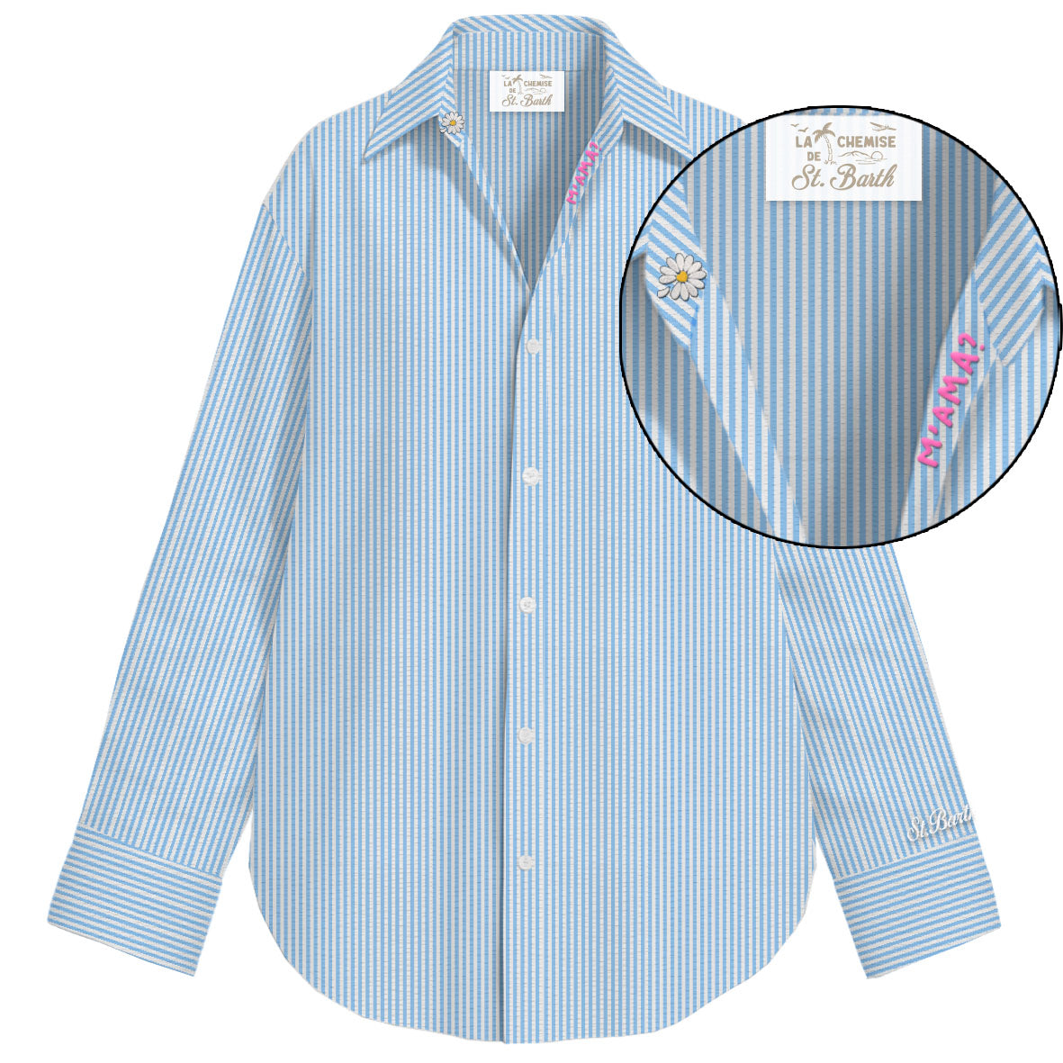 MC2 SAINT BARTH Camicia Donna Cristal Seersucker-Stripes Azzurro