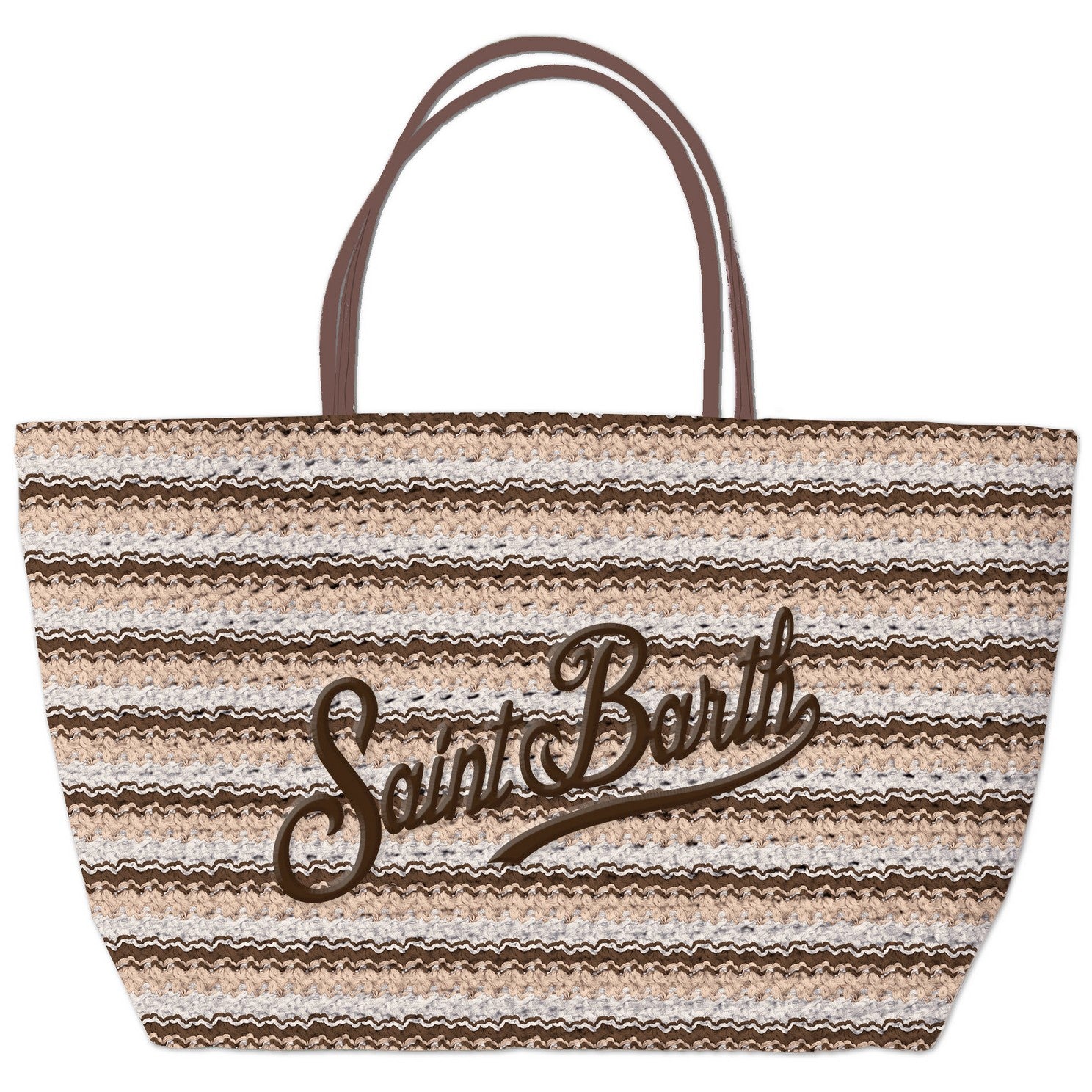 MC2 SAINT BARTH Borsa CROCHET TOTE-Stripes Marrone/Beige