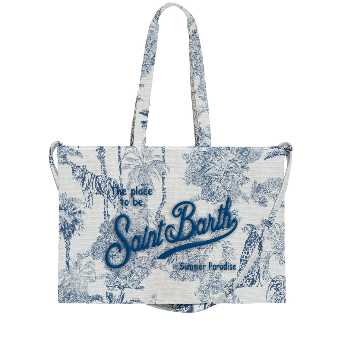 MC2 SAINT BARTH Borsa ESSENTIAL BAG N CANVAS-Jungle Bianco/Navy