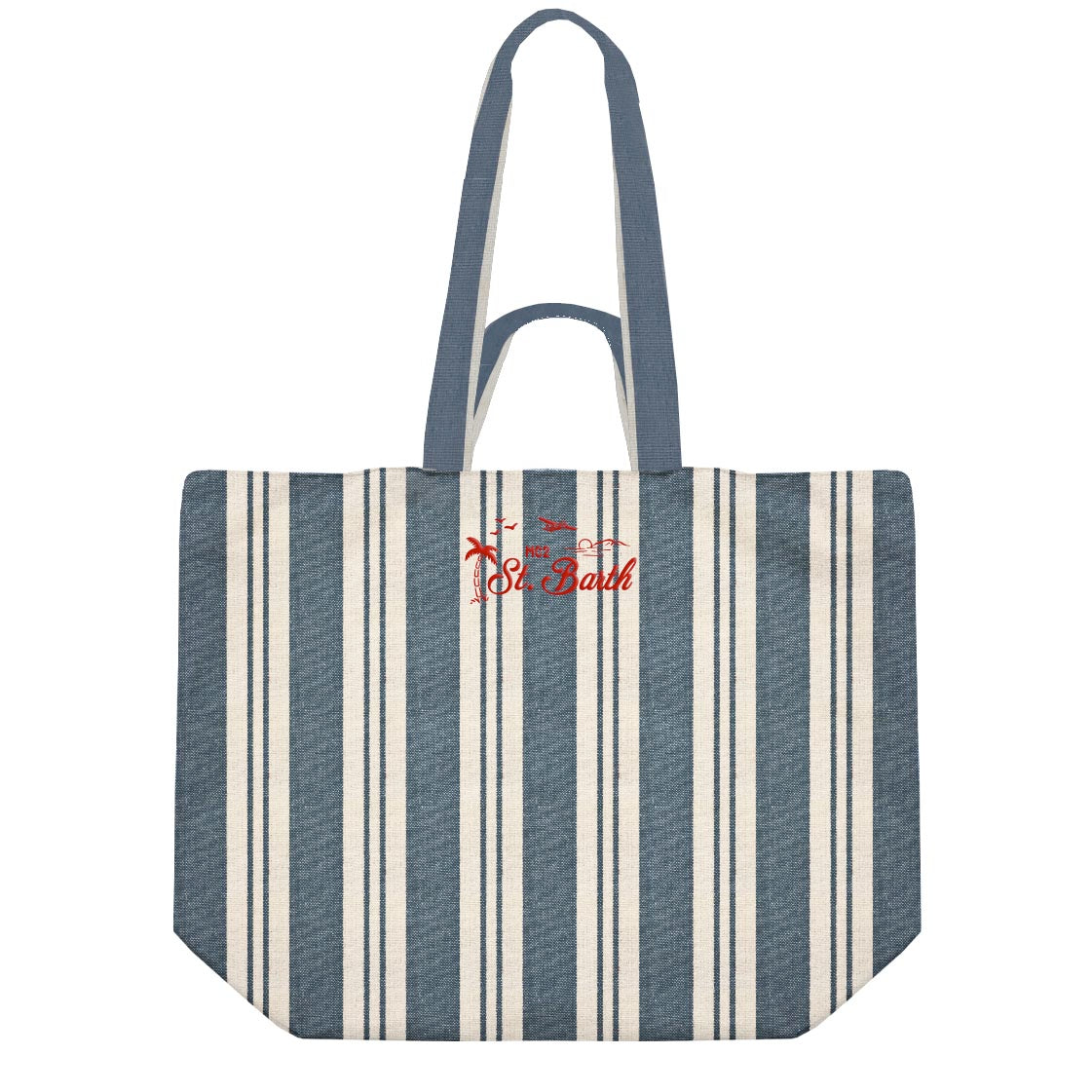 MC2 SAINT BARTH Borsa ESSENTIAL BEACH COTTON-Big Stripes Navy