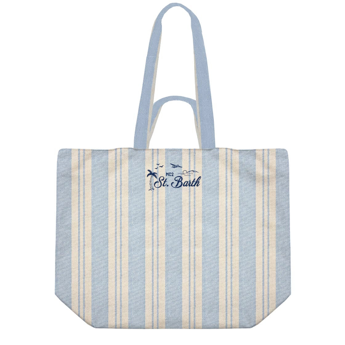 MC2 SAINT BARTH Borsa ESSENTIAL BEACH COTTON-Big Stripes Azzurro