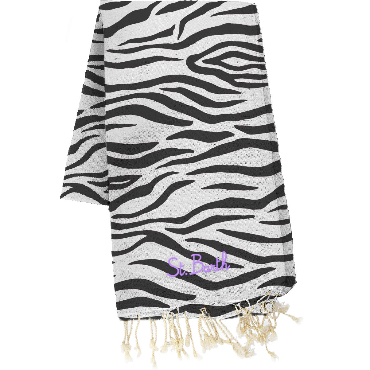MC2 SAINT BARTH Telo Mare FOUTAS J N-Zebra Skin Bianco/Nero