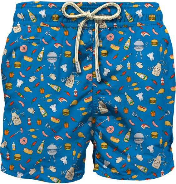 MC2 SAINT BARTH Costume Boxer Uomo LIGHTING MICRO FANTASY-BBQ Blu
