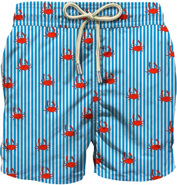 MC2 SAINT BARTH Costume Boxer Uomo LIGHTING MICRO STRETCH-Crabs Stripes Blu