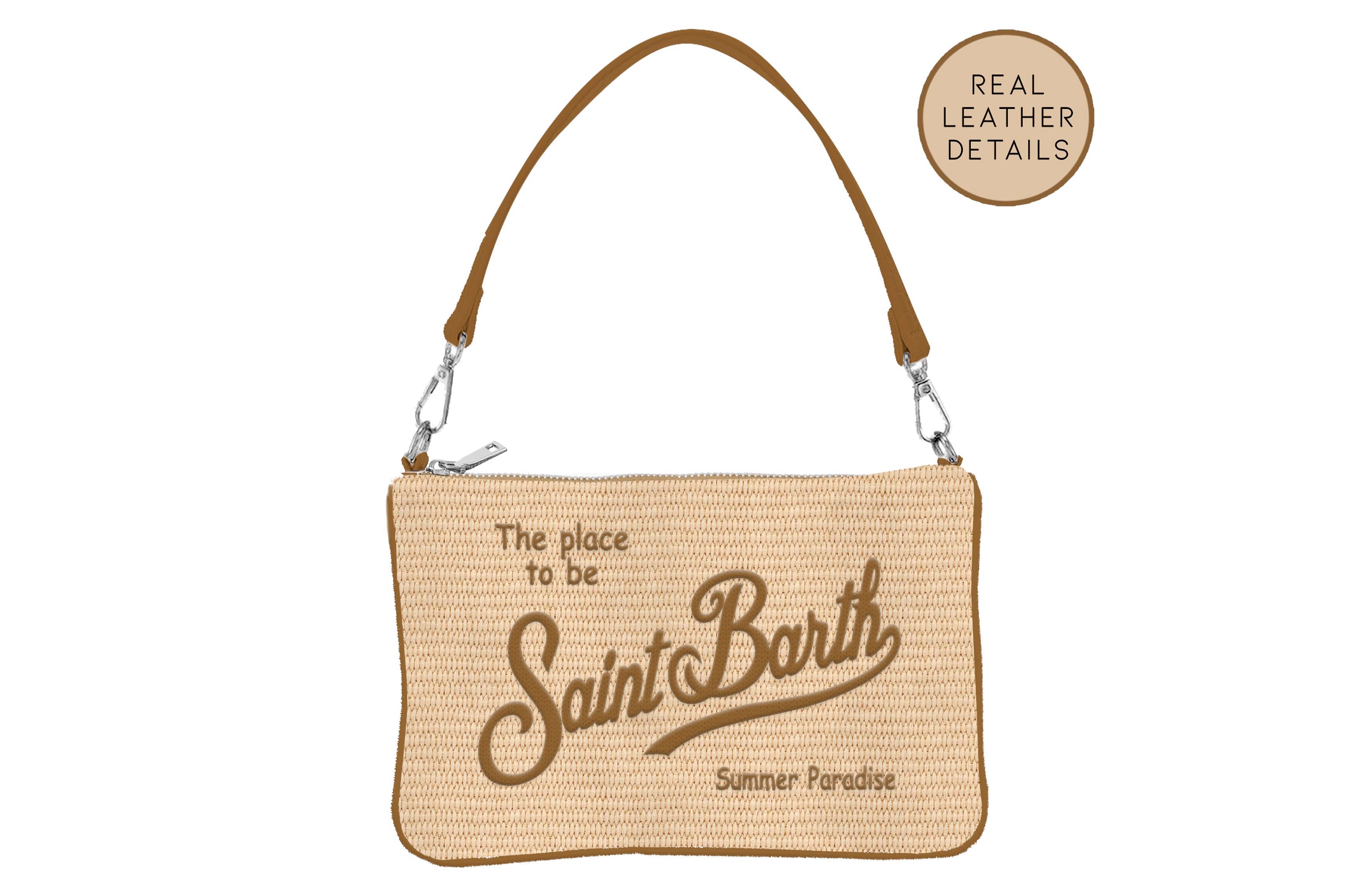 MC2 SAINT BARTH Pochette PARISIENNE MINI STRAW-Beige/Marrone