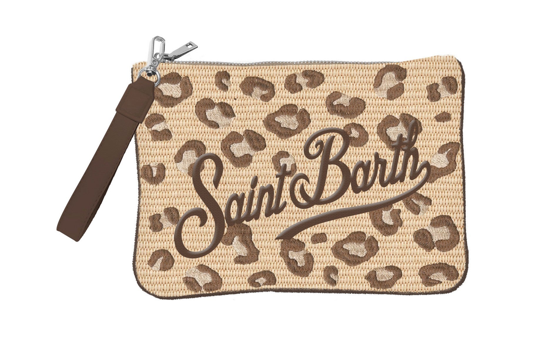 MC2 SAINT BARTH Pochette PARISIENNE STRAW-Leopard Beige/Marrone
