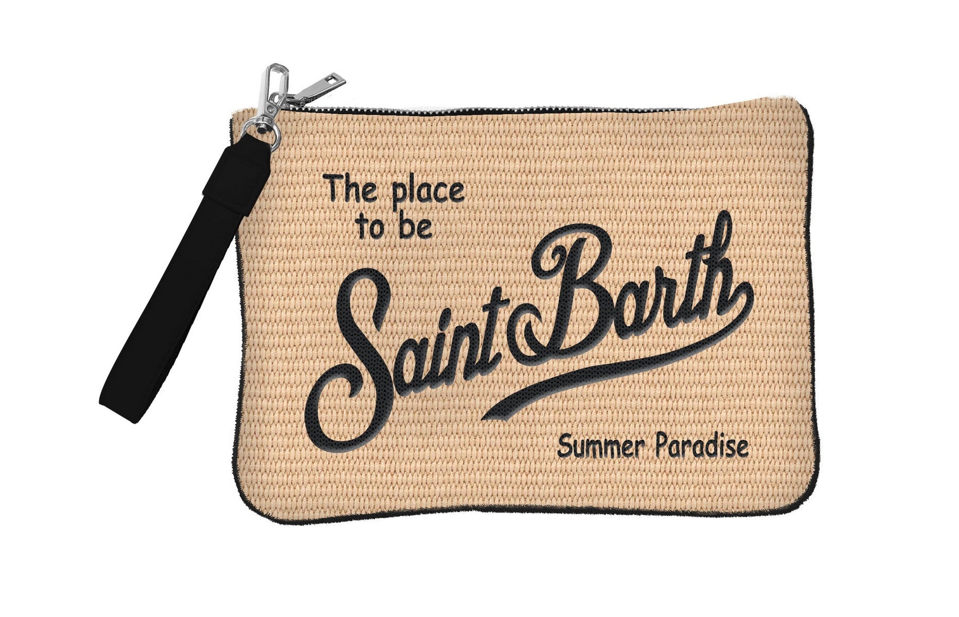 MC2 SAINT BARTH Pochette PARISIENNE STRAW-Beige/Nero