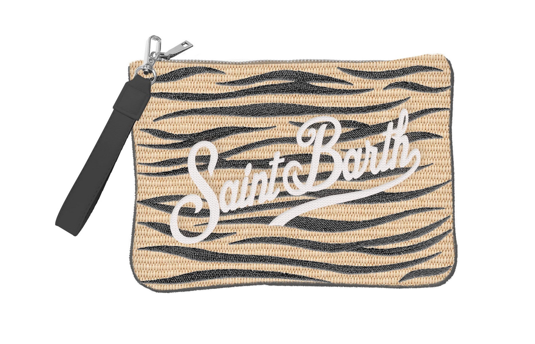 MC2 SAINT BARTH Pochette PARISIENNE STRAW-Zebra Beige/Nero