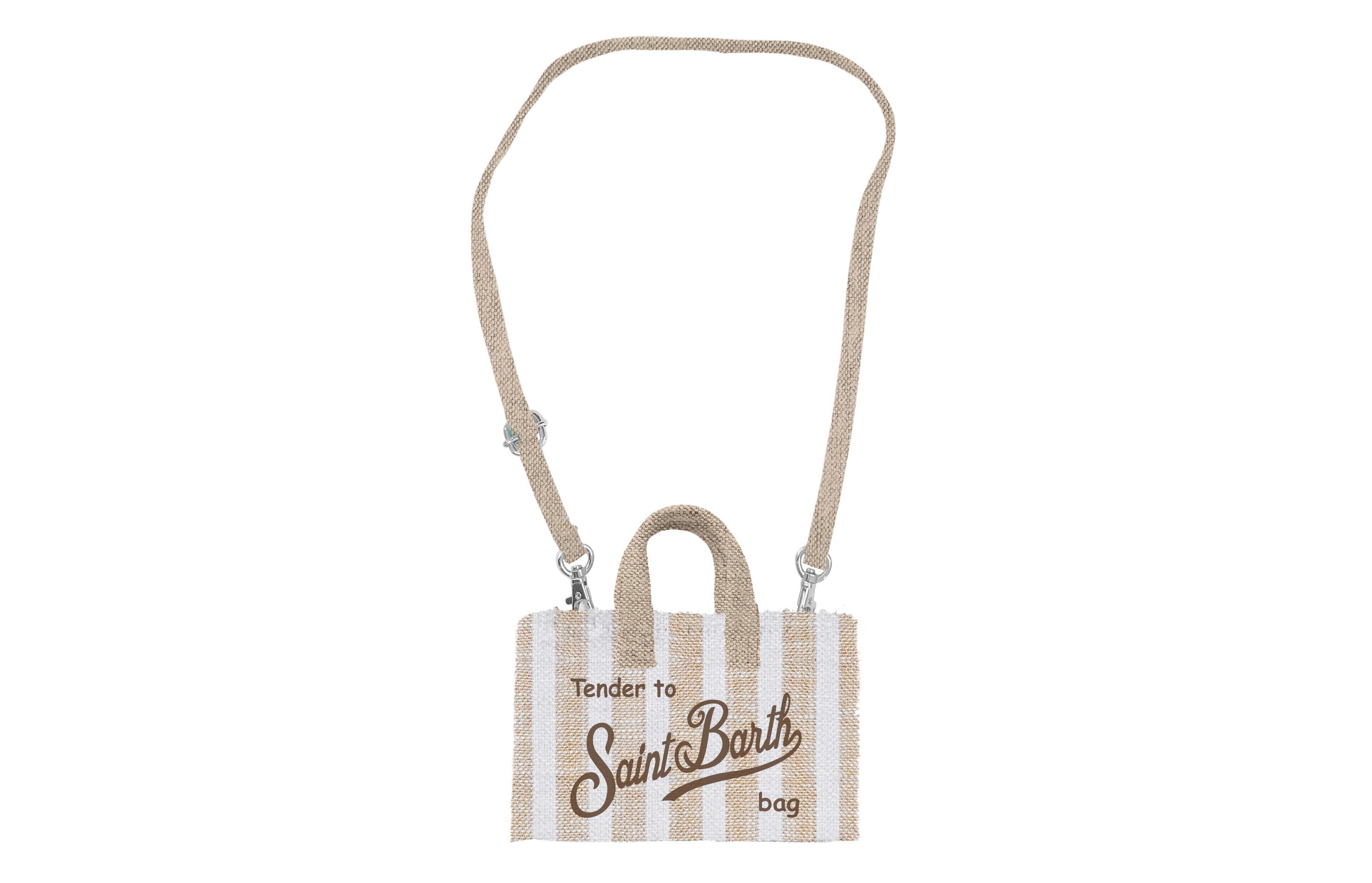 MC2 SAINT BARTH Borsa Porta Cellulare-Linen Stripes Beige
