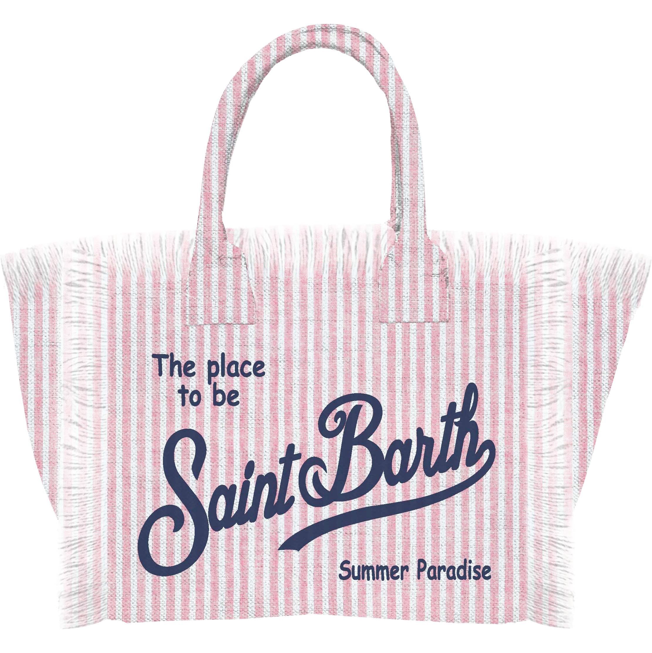 MC2 SAINT BARTH Borsa VANITY LINEN-Stripes Rosa