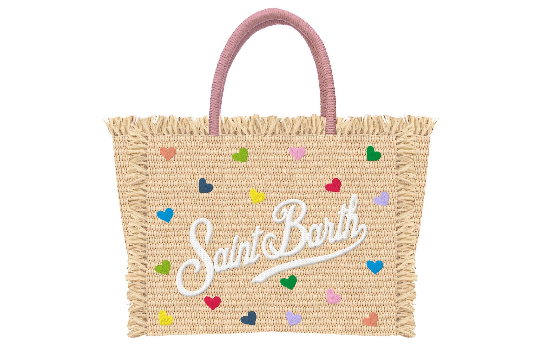 MC2 SAINT BARTH Borsa VANITY MINI STRAW N-Mini Hearts Beige