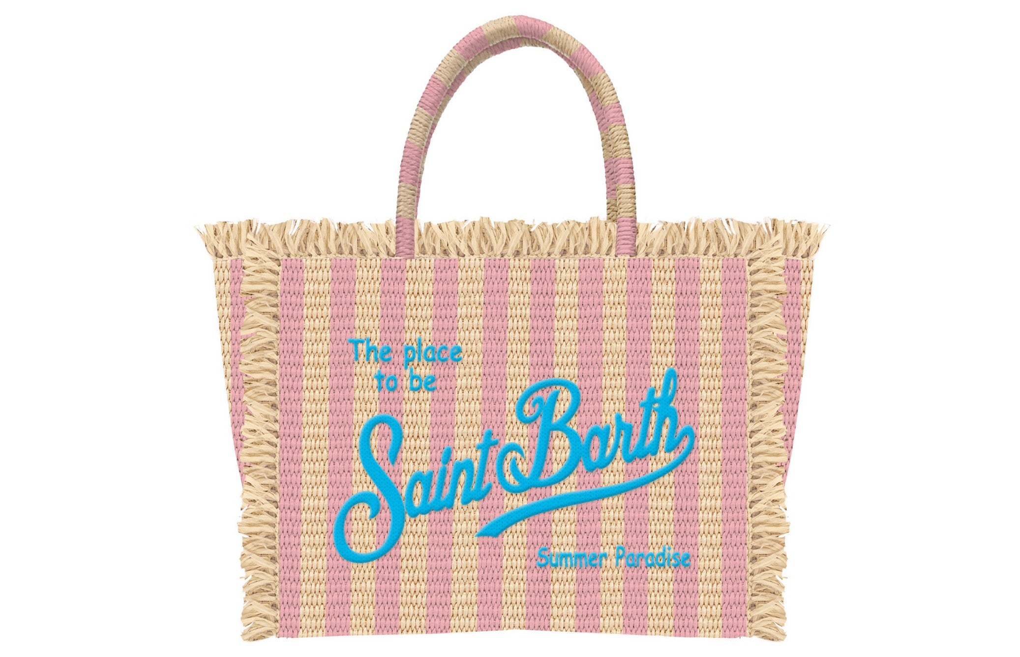 MC2 SAINT BARTH Borsa VANITY MINI STRAW N-Stripes Rosa