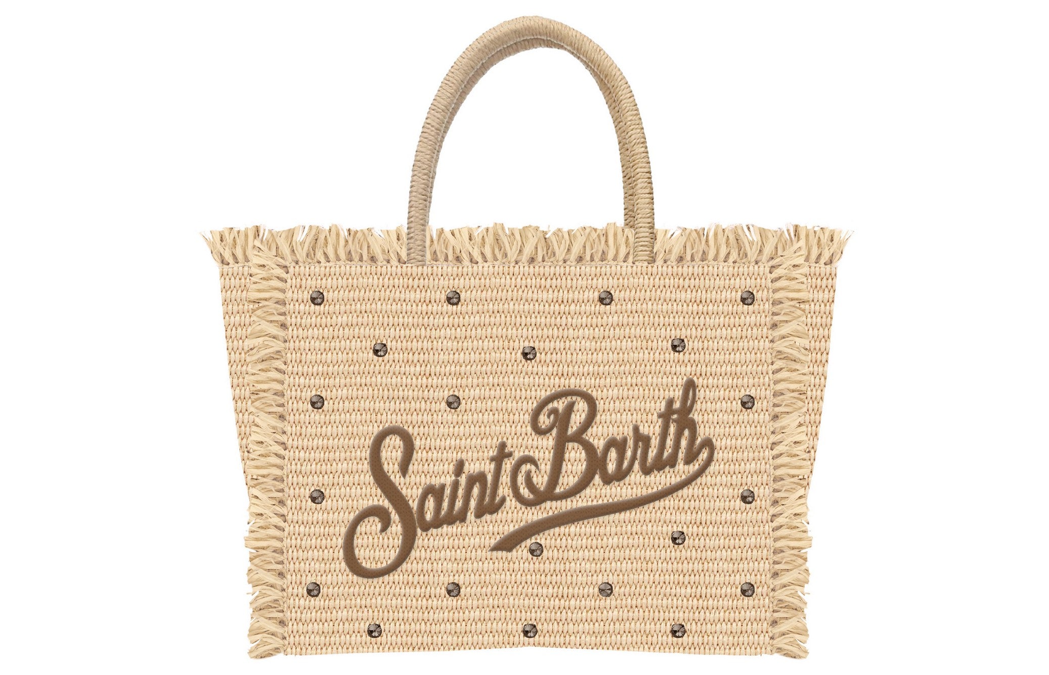MC2 SAINT BARTH Borsa VANITY MINI STRAW N-Strass Marrone Beige