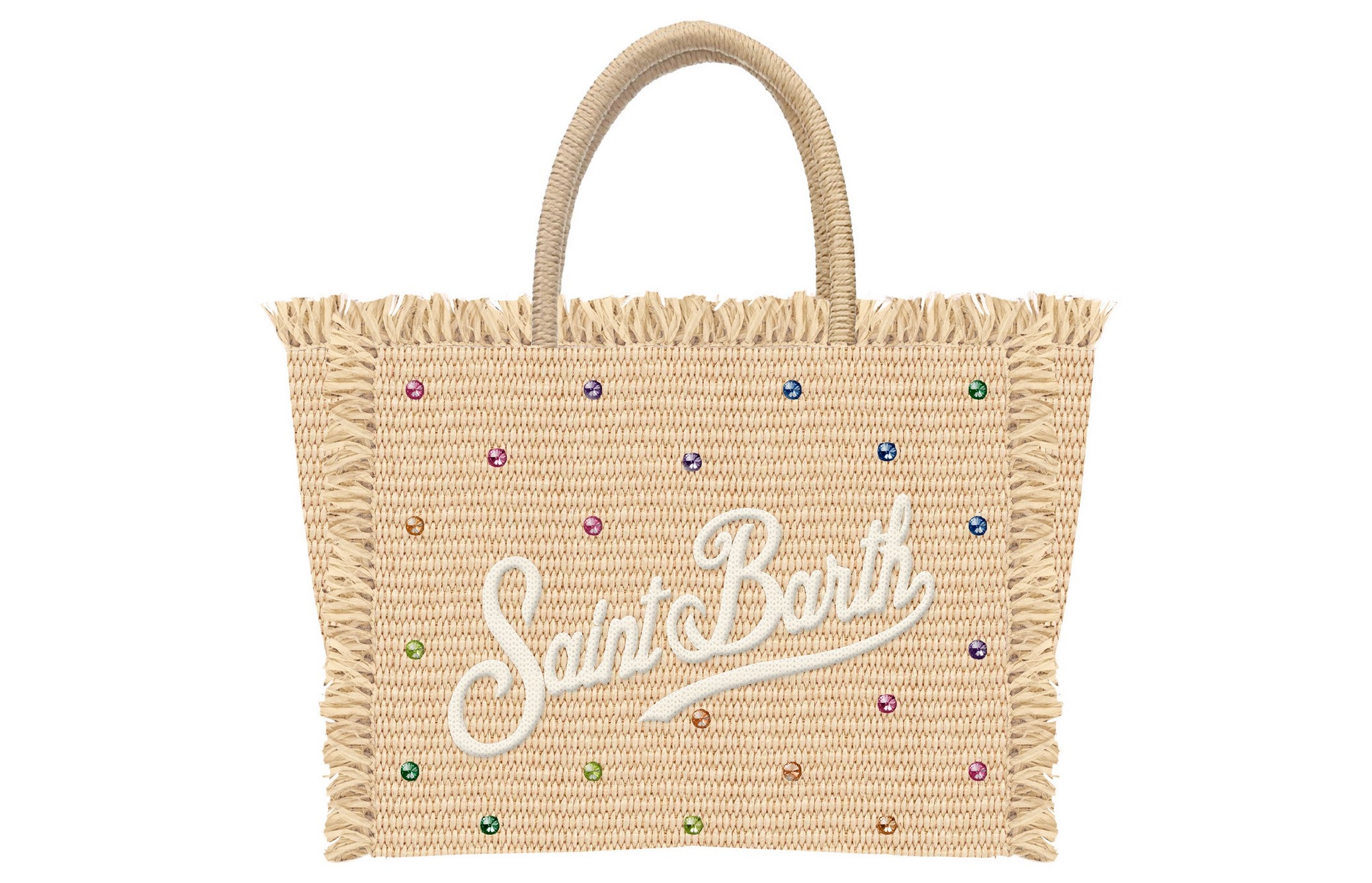 MC2 SAINT BARTH Borsa VANITY MINI STRAW N-Strass Multicolor Beige