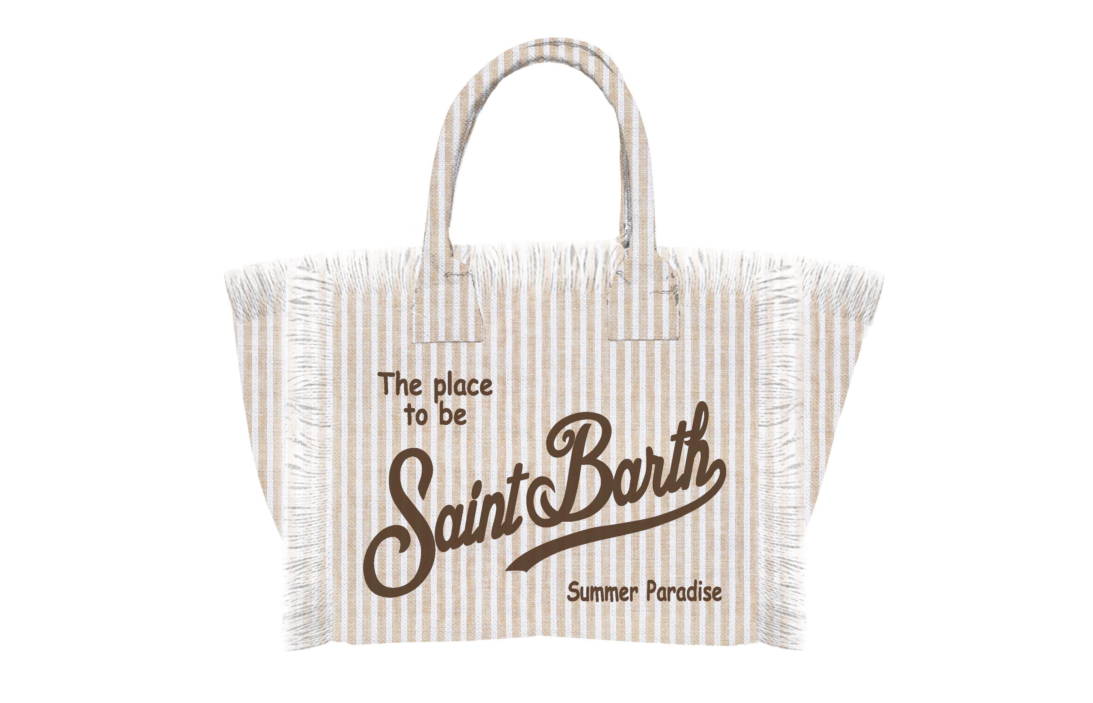MC2 SAINT BARTH Borsa VANITY MINI LINEN-Stripes Beige