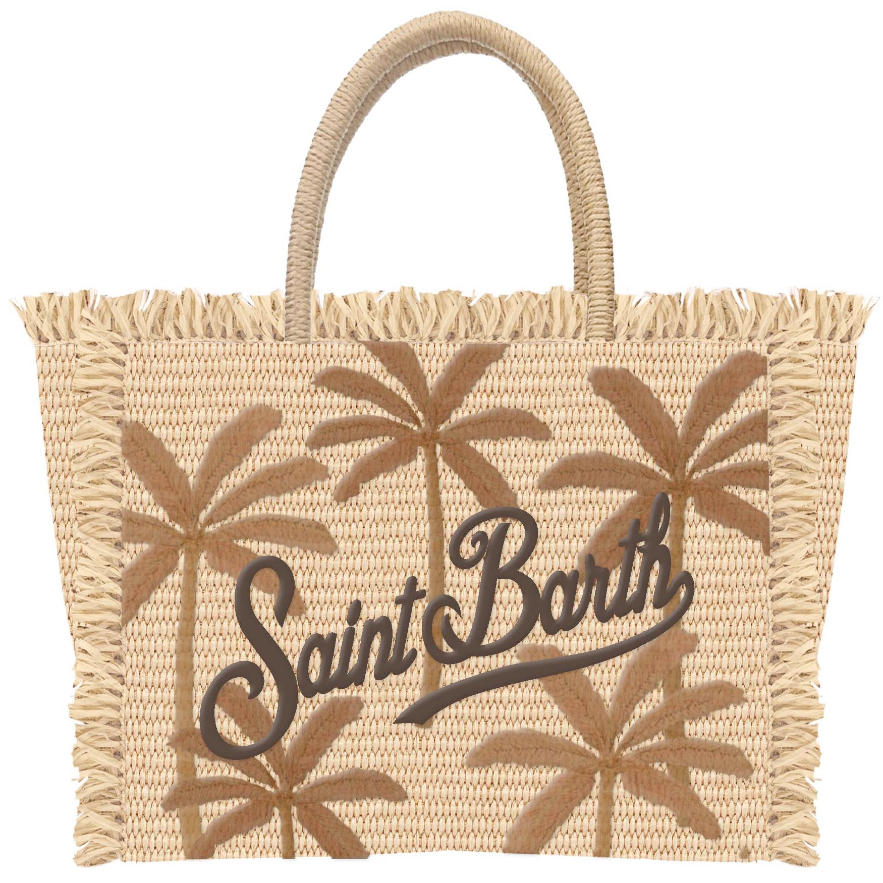 MC2 SAINT BARTH Borsa VANITY STRAW N-Palm Beige/Marrone