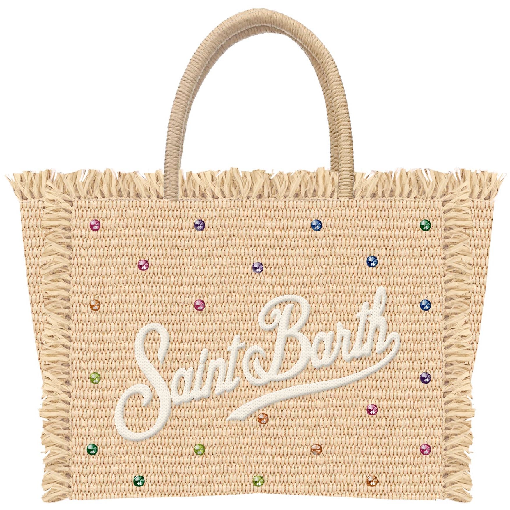MC2 SAINT BARTH Borsa VANITY STRAW N-Strass Multicolor Beige