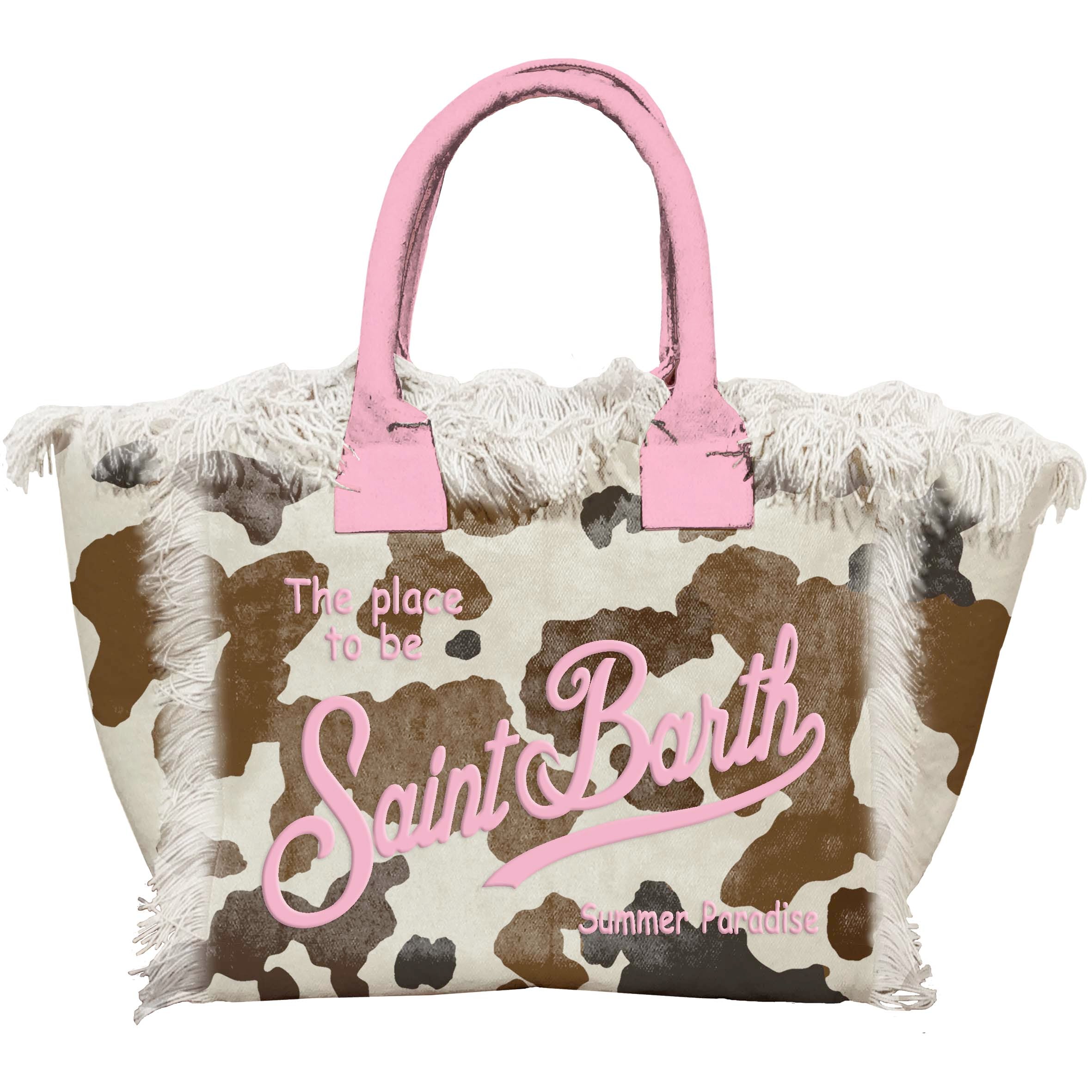 MC2 SAINT BARTH Borsa VANITY-Cow Skin Bianco/Marrone/Rosa