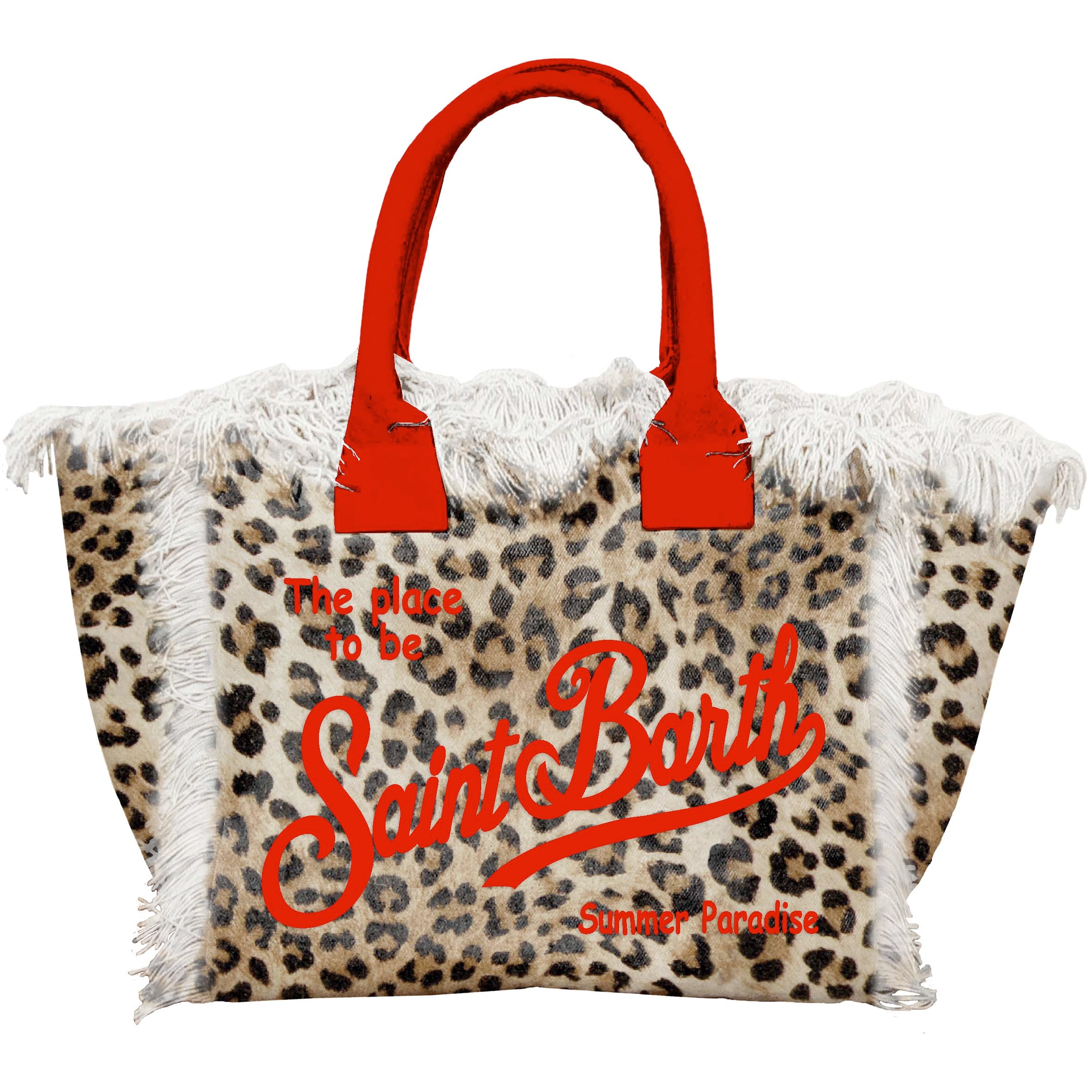 MC2 SAINT BARTH Borsa VANITY-Leopard Sand/Rosso