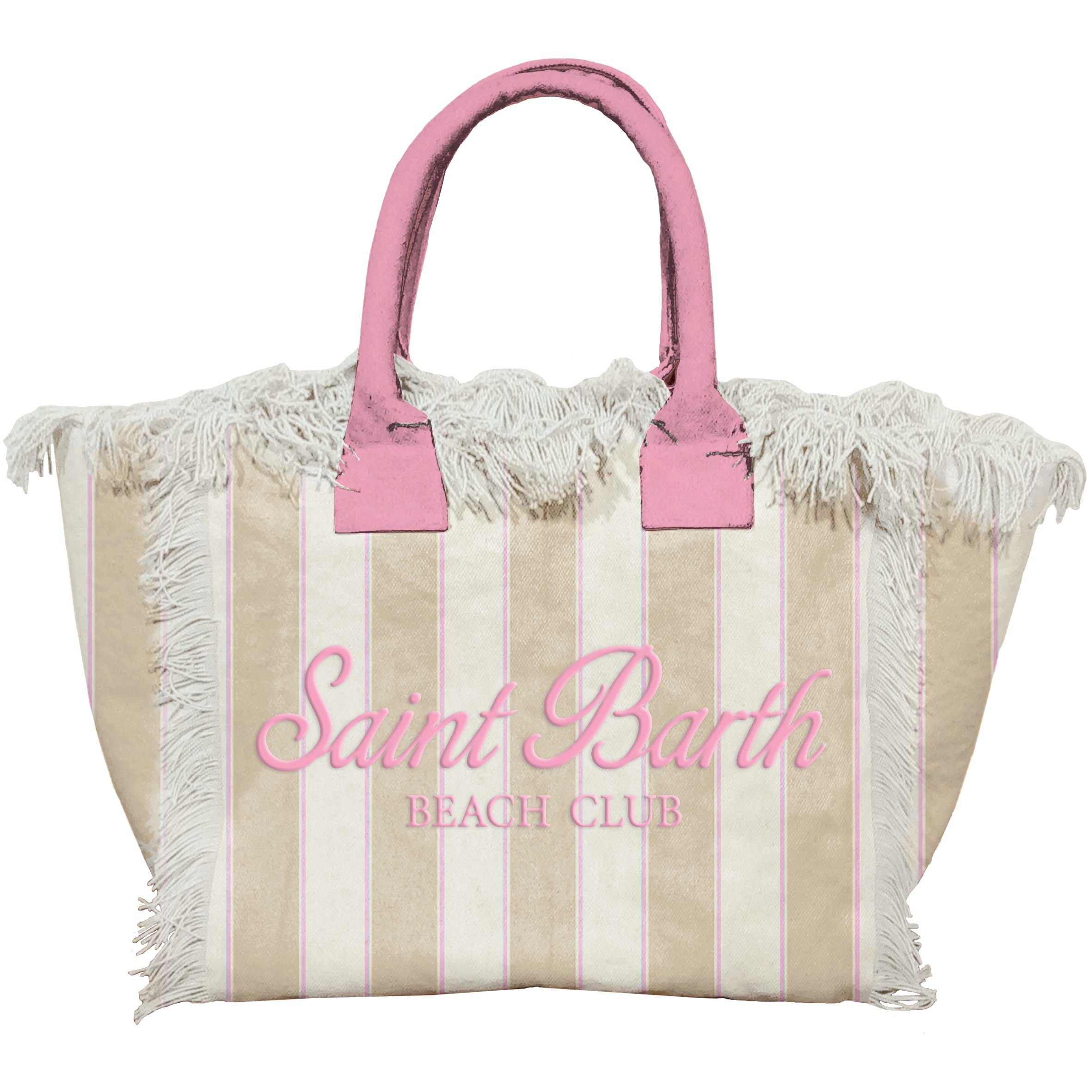 MC2 SAINT BARTH Borsa VANITY-Beach Stripes Beige/Rosa