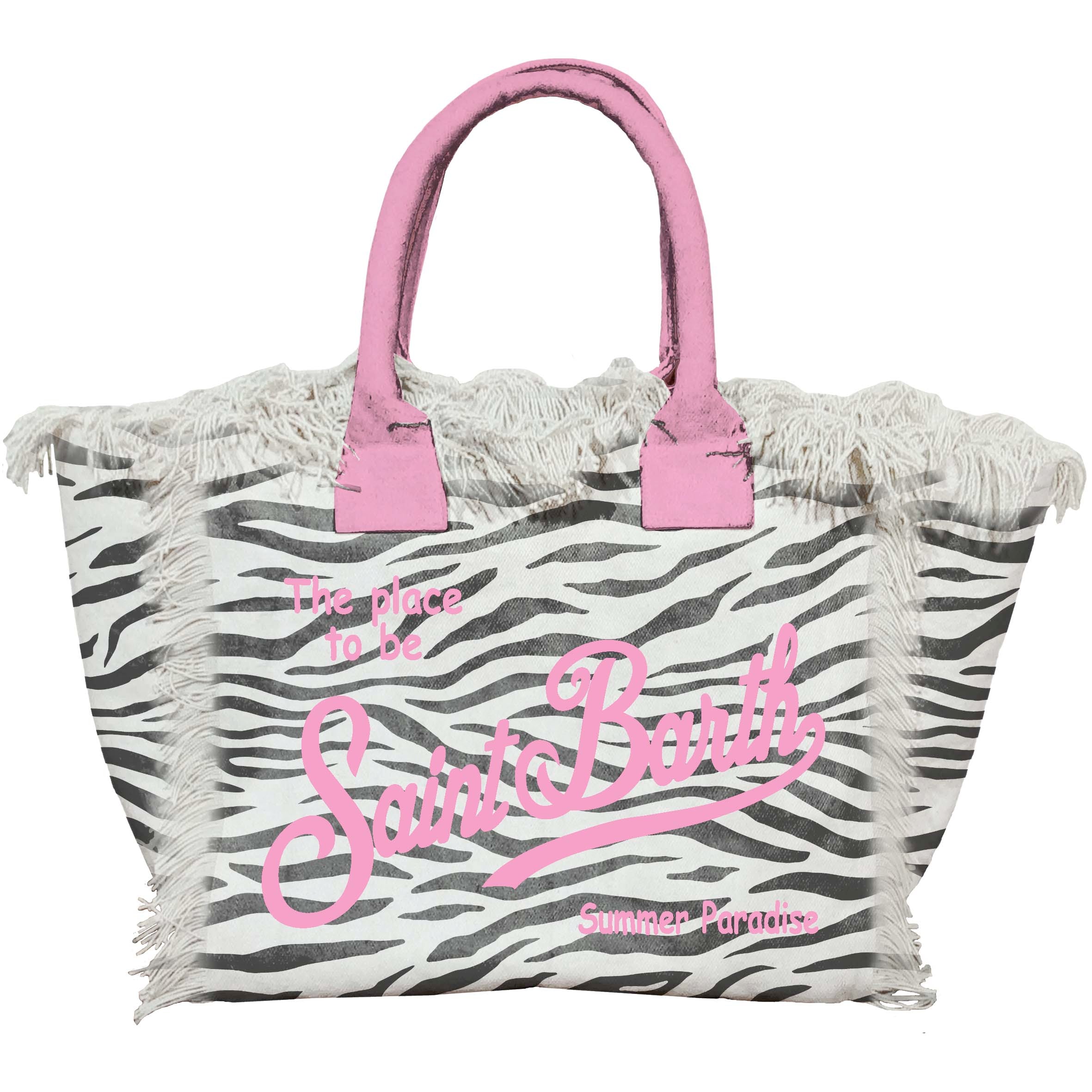 MC2 SAINT BARTH Borsa VANITY-Zebra Bianco/Nero/Rosa