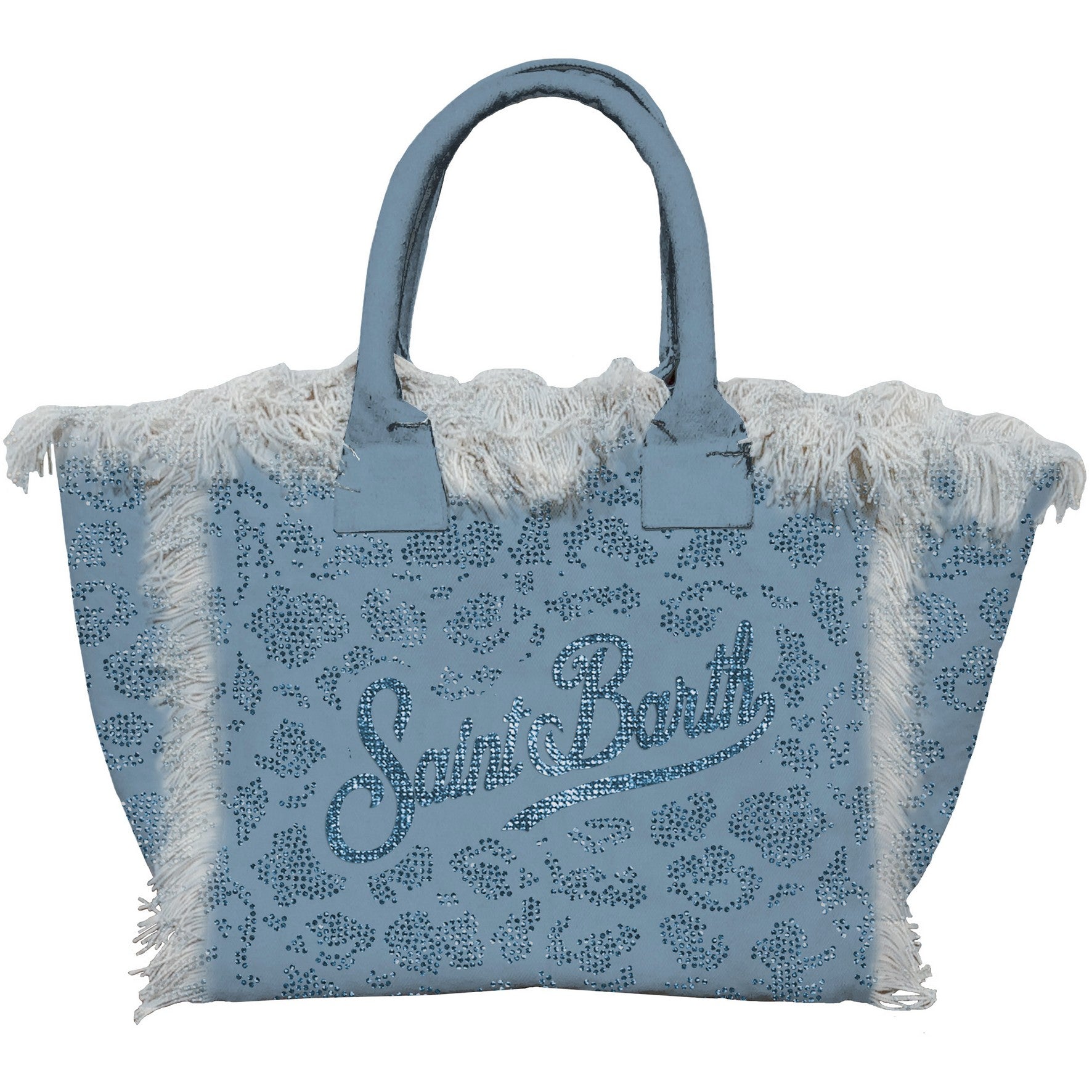 MC2 SAINT BARTH Borsa VANITY-Strass Leopard Blu Avio