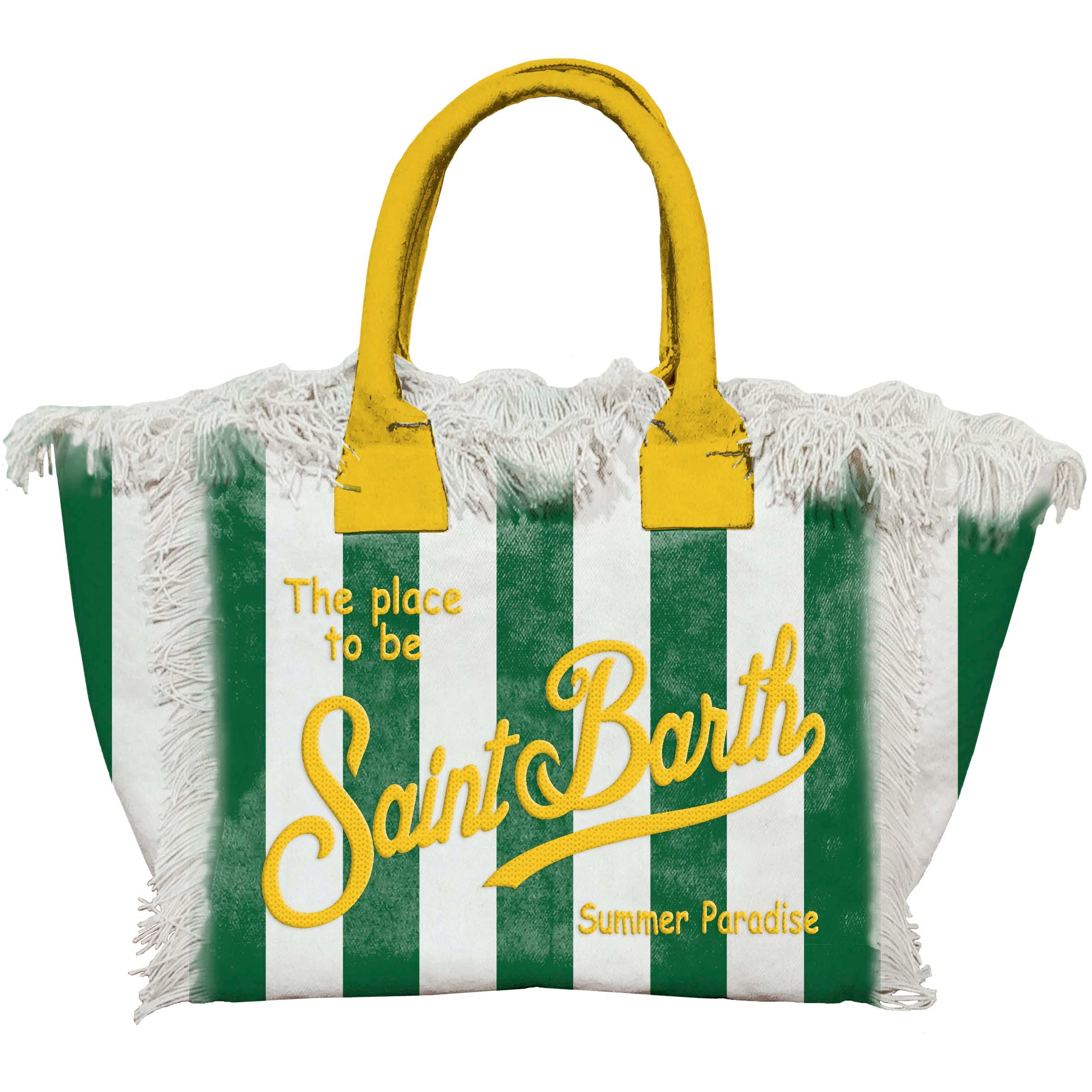 MC2 SAINT BARTH Borsa VANITY-Stripes Pop Verde/Giallo