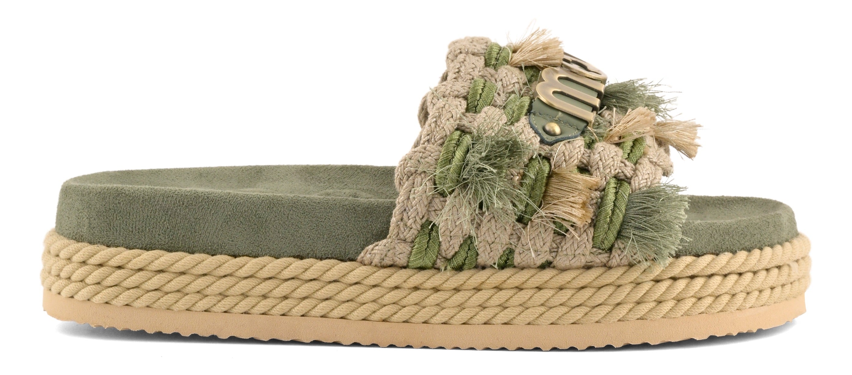 MOU Sandalo Donna MONOBAND ROPE SANDAL FRINGES-Olive