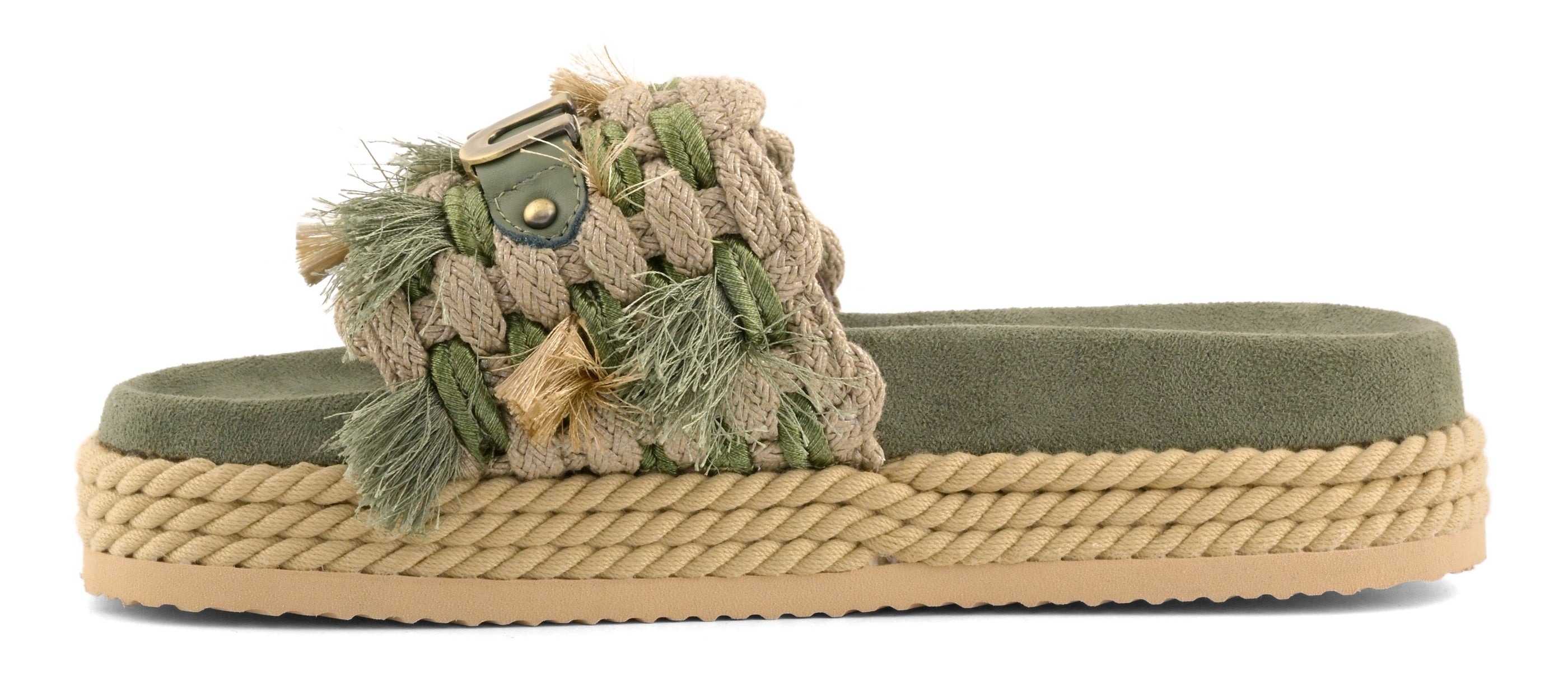 MOU Sandalo Donna MONOBAND ROPE SANDAL FRINGES-Olive