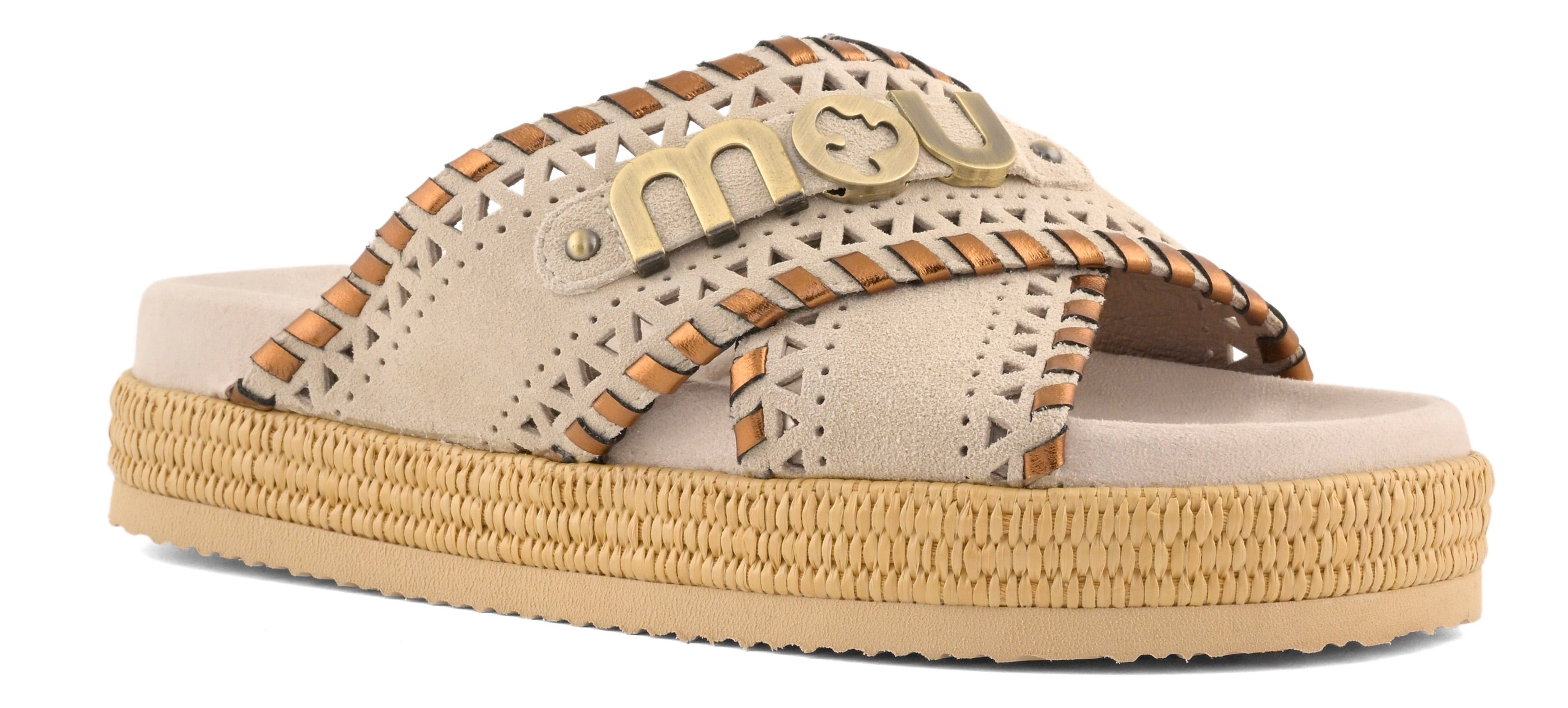 MOU Sandalo Donna CRISS CROSS Metal Stitching-Chalk