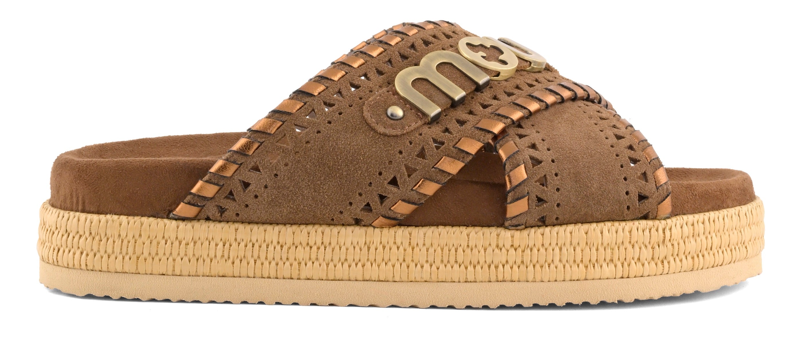 MOU Sandalo Donna CRISS CROSS Metal Stitching-Nut Brown