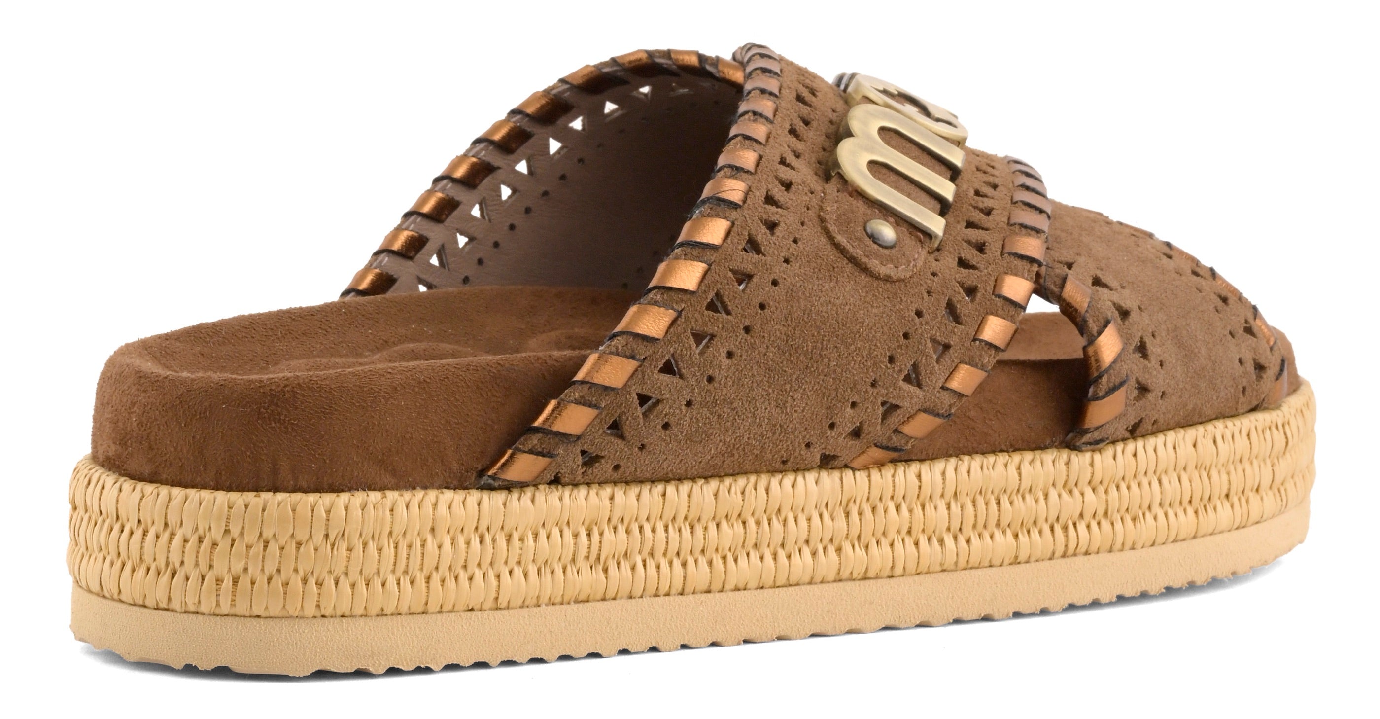 MOU Sandalo Donna CRISS CROSS Metal Stitching-Nut Brown
