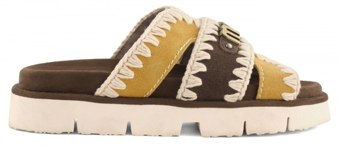 MOU Sandalo Donna BIO BICOLOR METAL LOG-Deep Brown