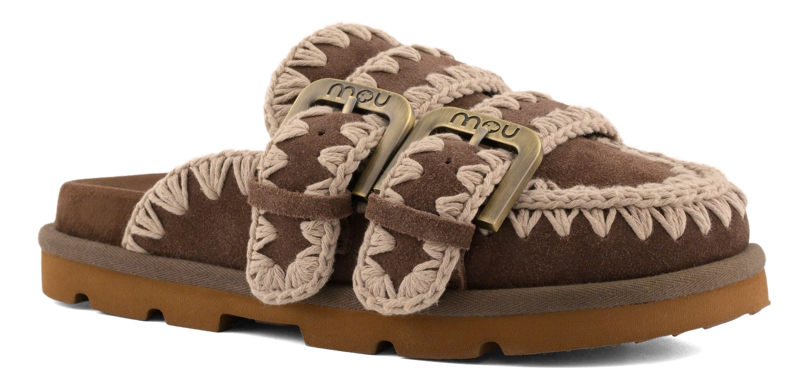 MOU Sabot Donna LOW BIO TWO BUCKLES-Deep Brown