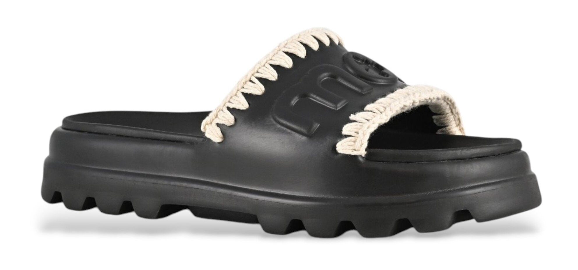 MOU Ciabatta Donna EVA ONE PIECE SLIDE-Black/White