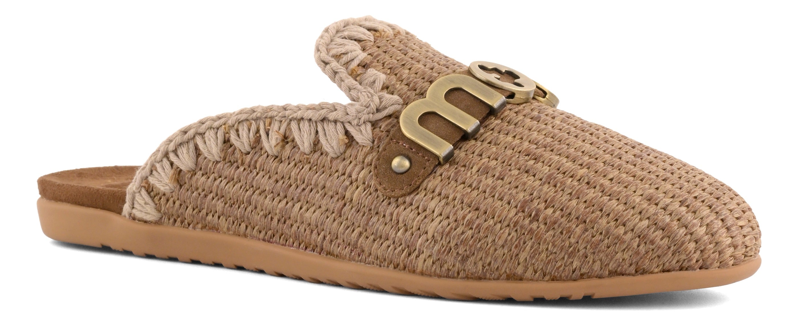 MOU Ballerina Donna OPEN HEEL RAFFIA-Nut Brown