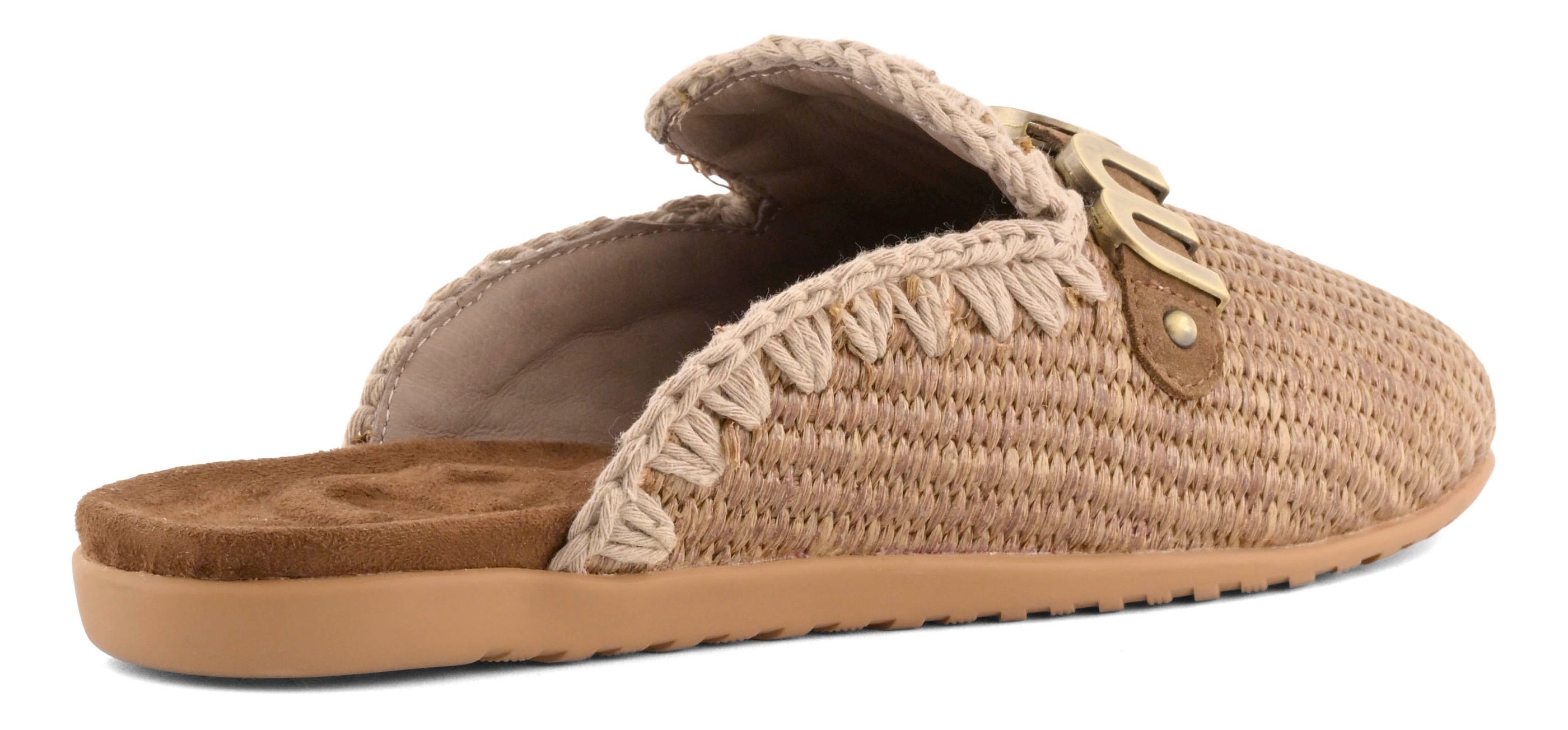 MOU Ballerina Donna OPEN HEEL RAFFIA-Nut Brown