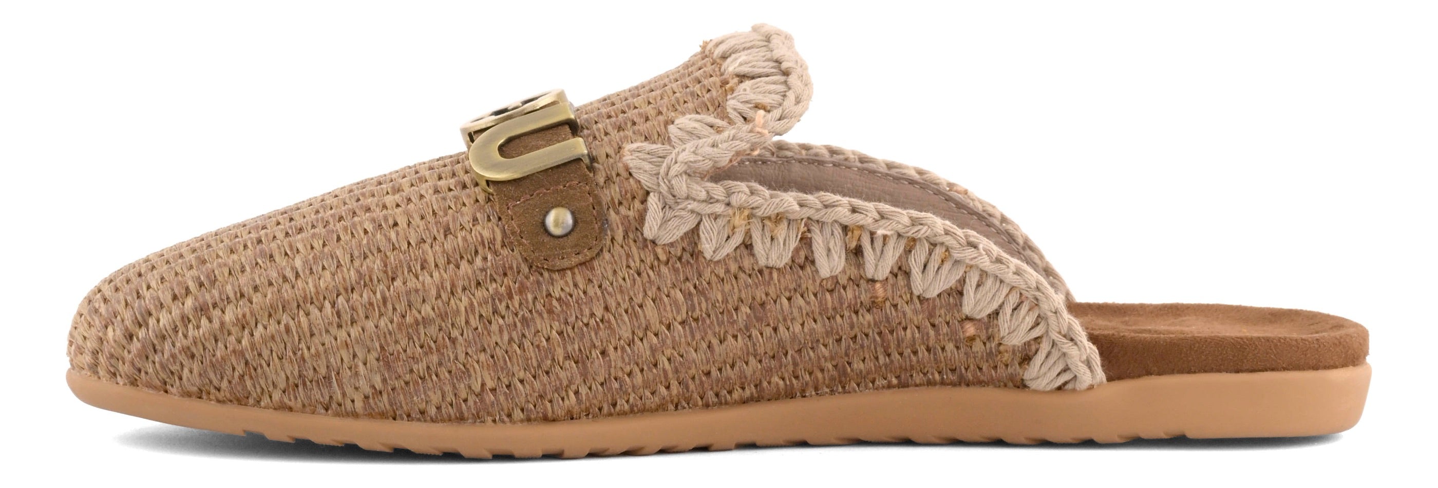 MOU Ballerina Donna OPEN HEEL RAFFIA-Nut Brown