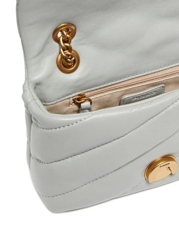 PINKO Borsa LOVE PUFF BABY-Grigio Perla/Antique Gold