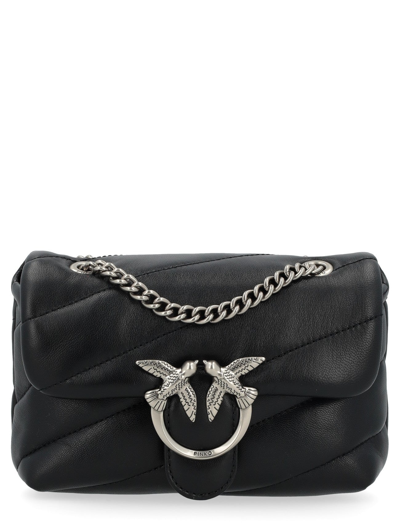 PINKO Borsa LOVE PUFF BABY-Nero/Old Silver