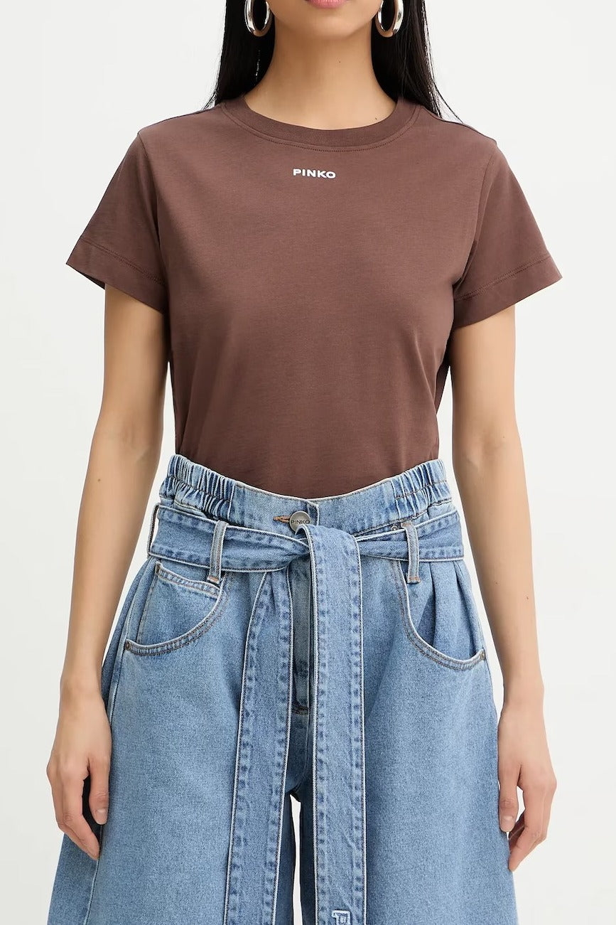 PINKO T-SHIRT BASICO-Marrone