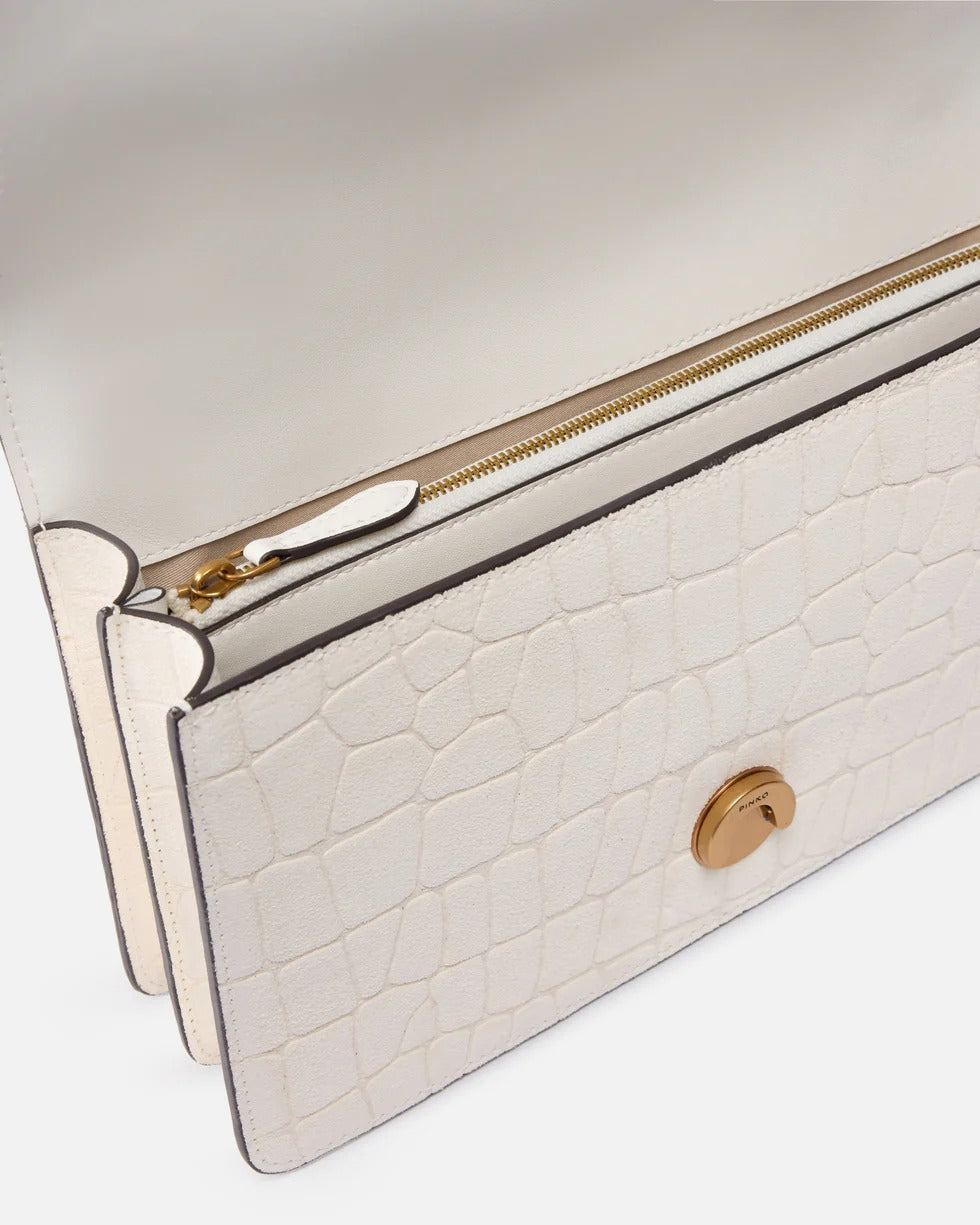 PINKO BORSA LOVE ONE CLASSIC COCCO-Bianco/Antique Gold